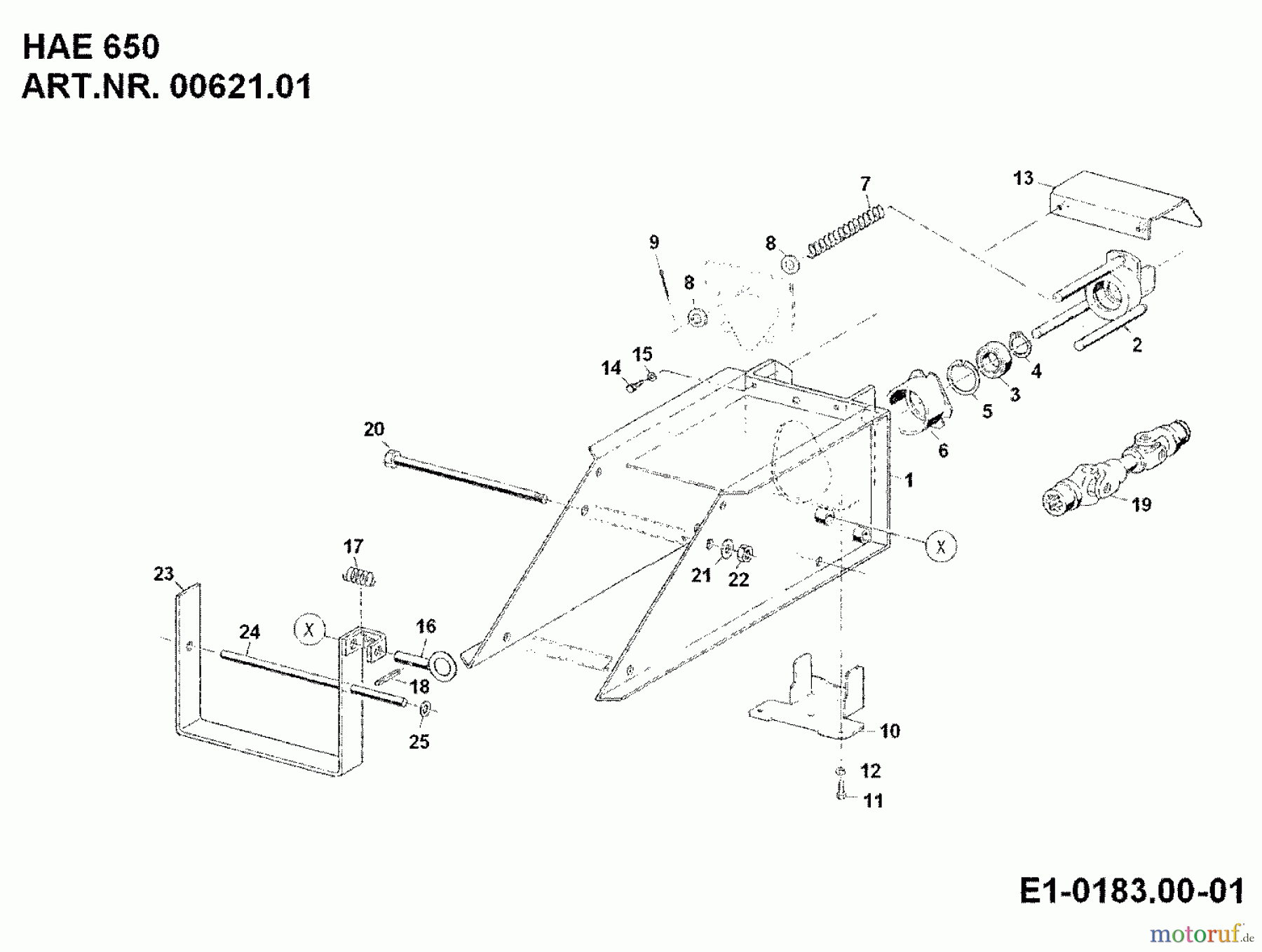  MTD Accèssoires Accèssoires motoculteur Broyeur HAE 650 pour 550-750 00621.01  (1992) Arbre à cardan