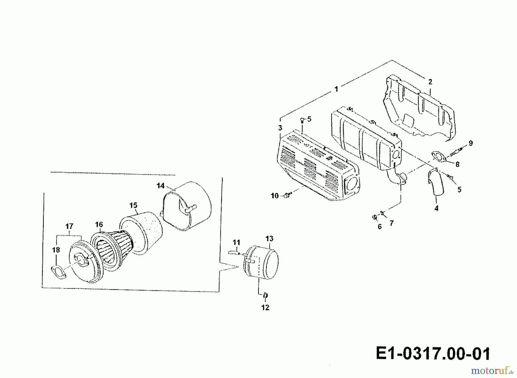  Gutbrod Motoculteur G 750 56A-750-604  (1998) Pot d`échappement, Filtre à air