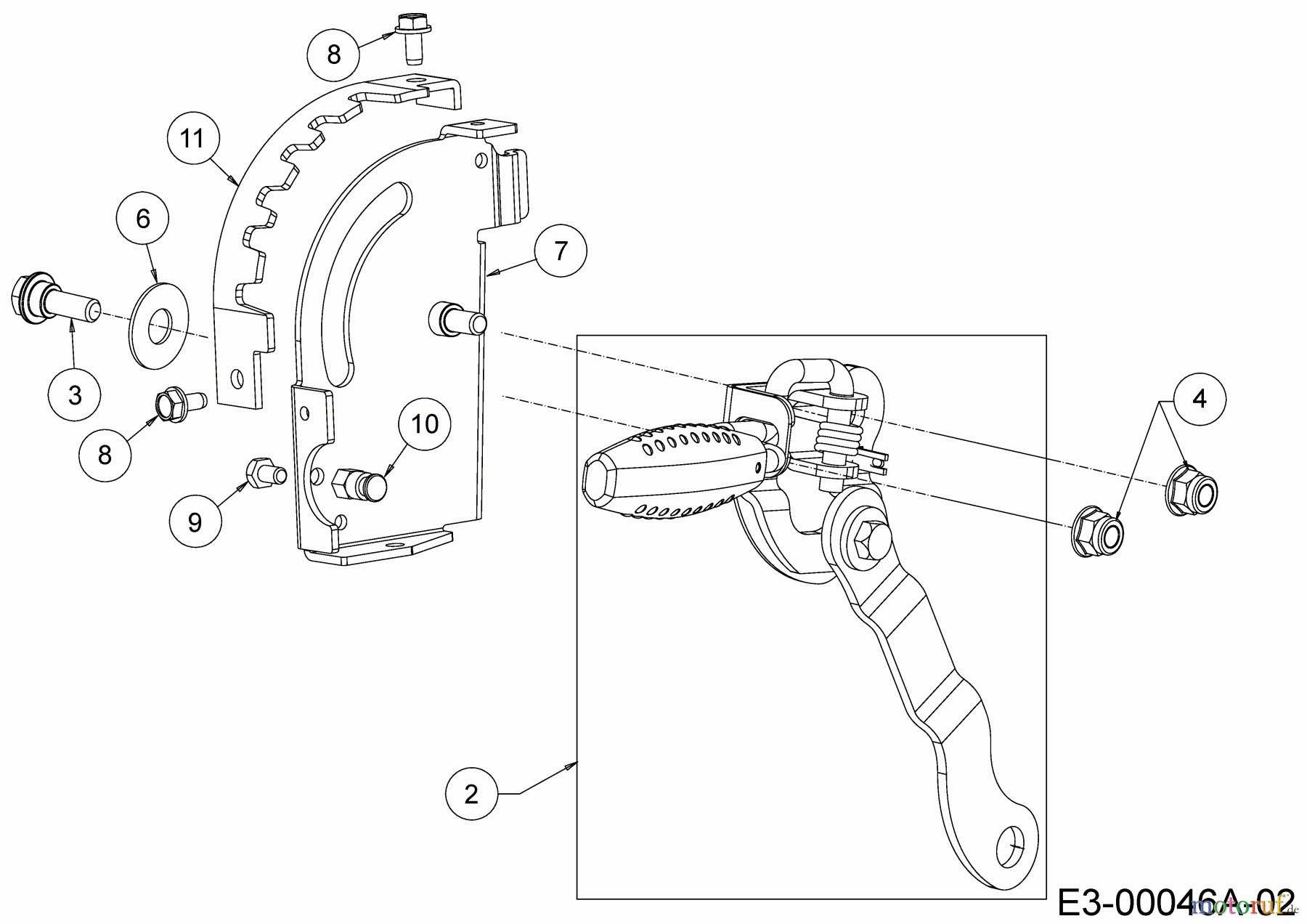  WOLF-Garten Expert Tondeuse thermique Expert 46 B P 11A-YA5E650  (2018) Levier de réglage hauteur, Cliquet