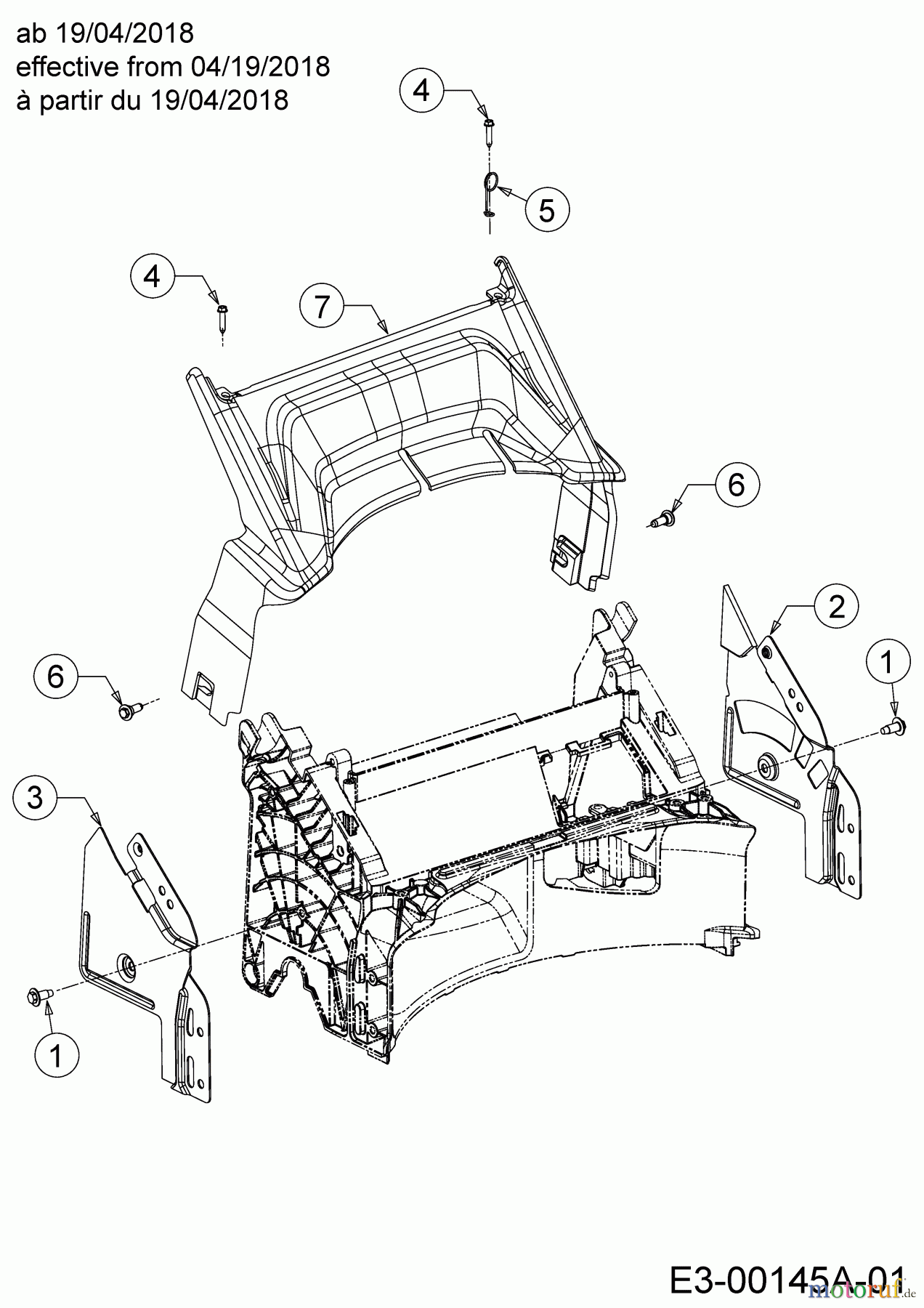  Cub Cadet Tondeuse thermique tractée LM2 DR46ES 12BCTQS7603  (2018) Couvercle de protection arrière à partir du 19/04/2018