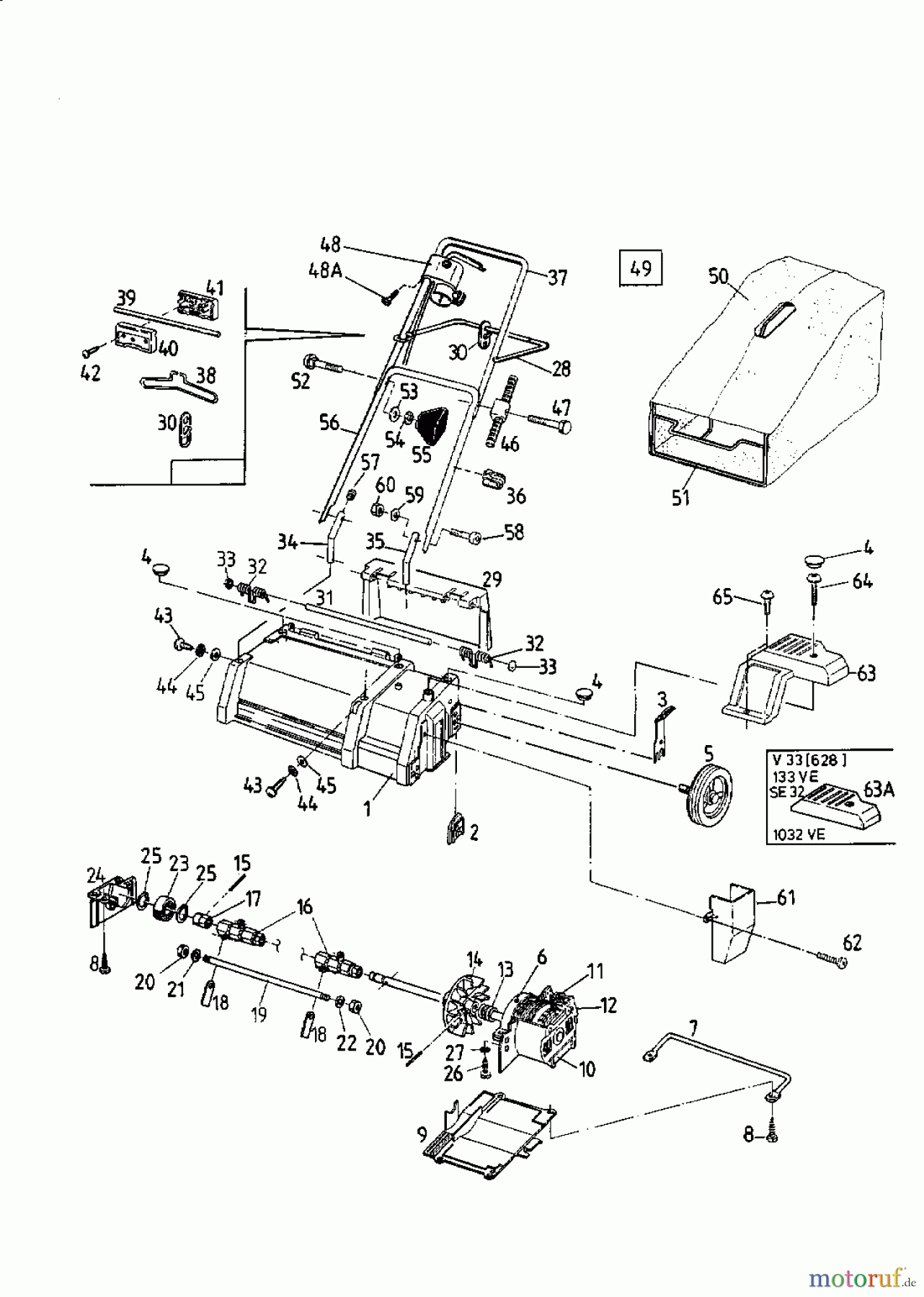  Golf Scarificateur électrique 133 VE 16AEA0D-648  (1999) Machine de base