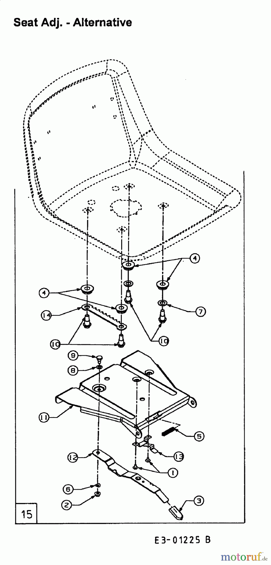  Univert Tracteurs de pelouse UN 125 BC 13BL45GC663  (1998) Support de siège