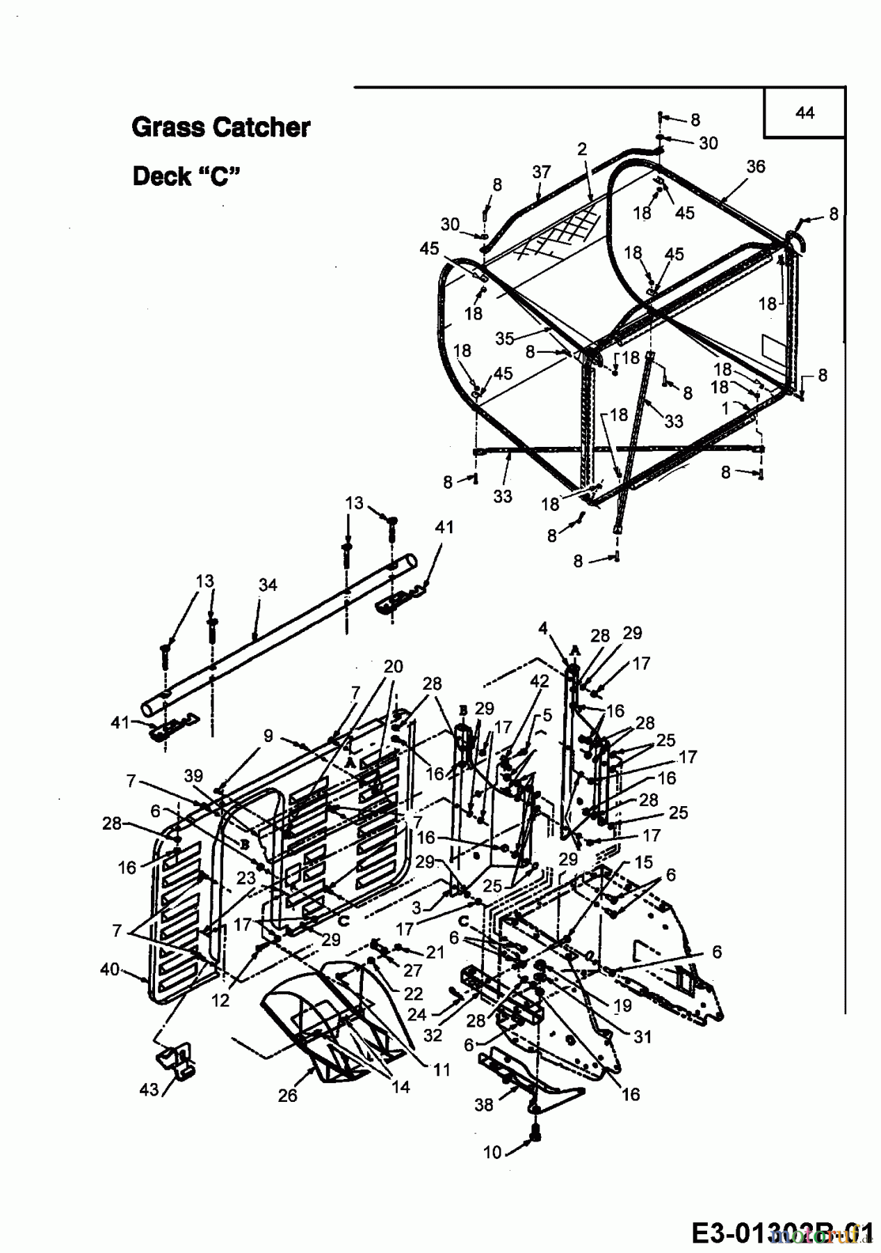  Bricolage Tracteurs de pelouse 125/76 136L452C615  (1996) Bac de réception de l'herbe