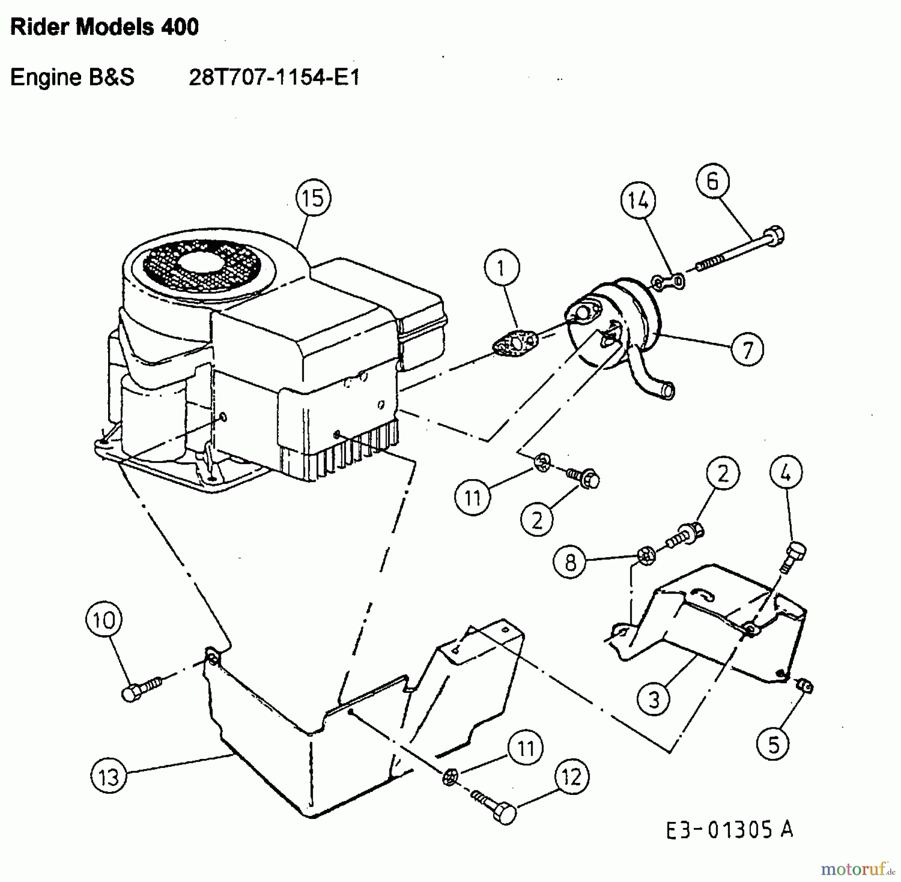  Univert Tracteurs de pelouse UN 115 BD 13BC45GD663  (1998) Accessoires moteur