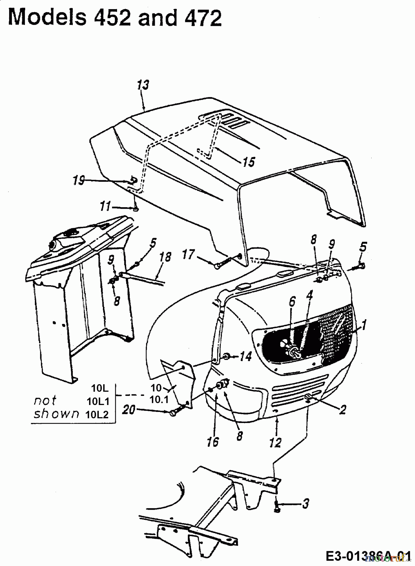  Harry Tracteurs de pelouse 131 B 12 13AH452C662  (2000) Capot de moteur 2-Style