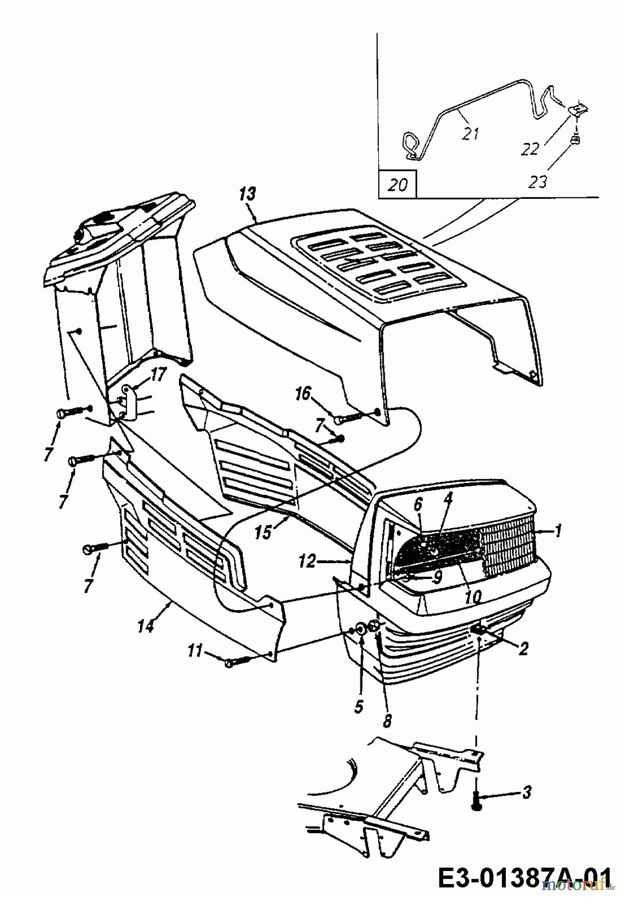  Edenparc Tracteurs de pelouse B 13096 13AA475F608  (2000) Capot de moteur 5-Style