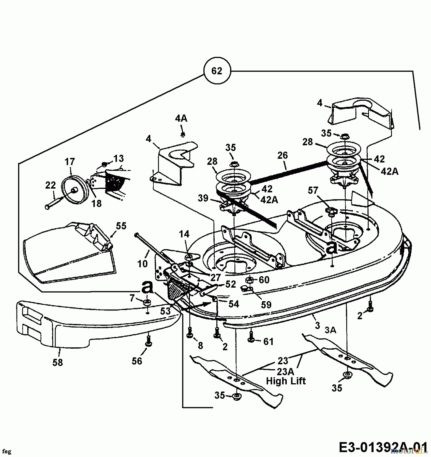  Univert Tracteurs de pelouse 130 BF 13AA47UF663  (2000) Plateau de coupe F (38