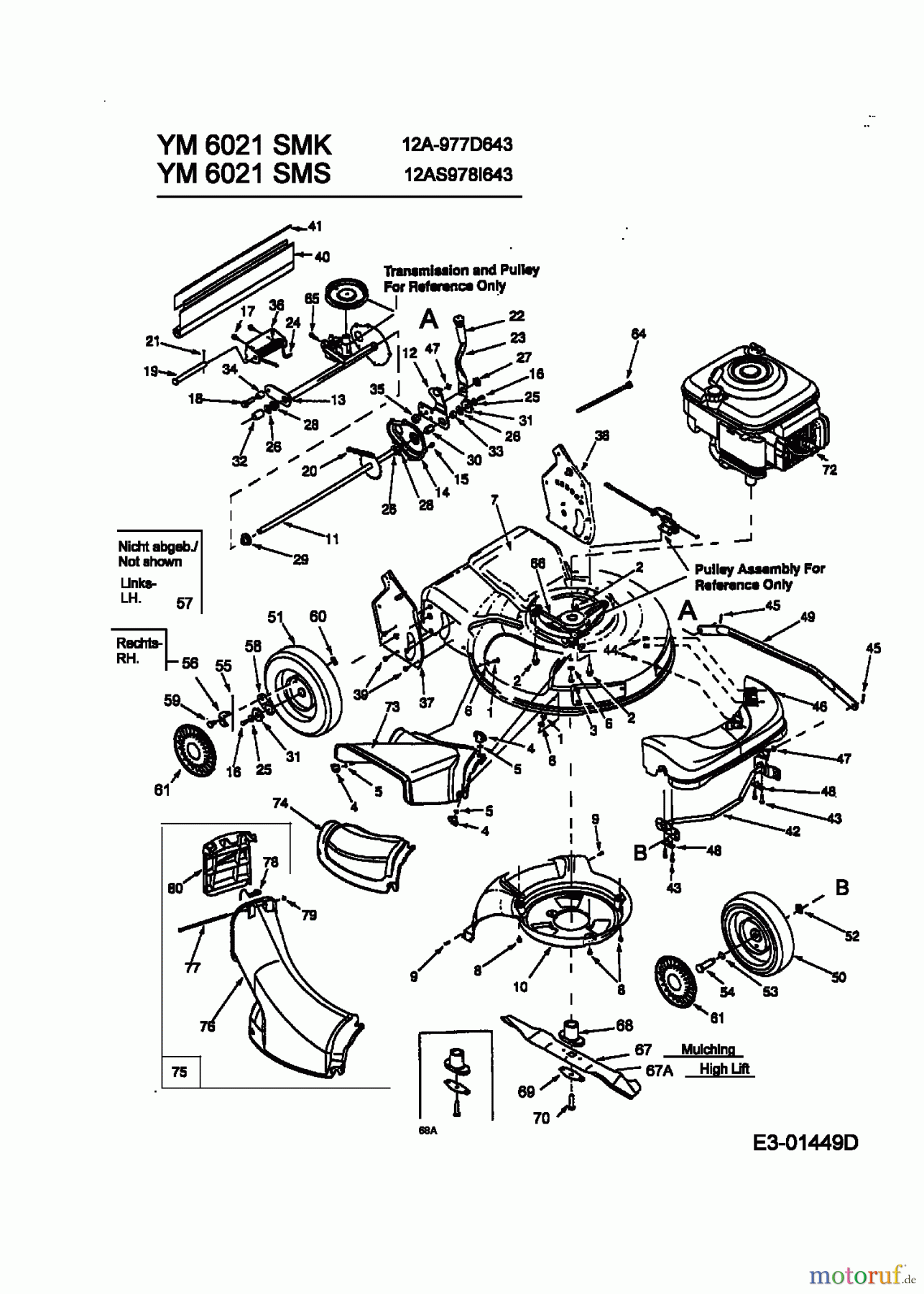  Yard-Man Tondeuse thermique tractée YM 6021 SMK 12A-977D643  (2004) Machine de base