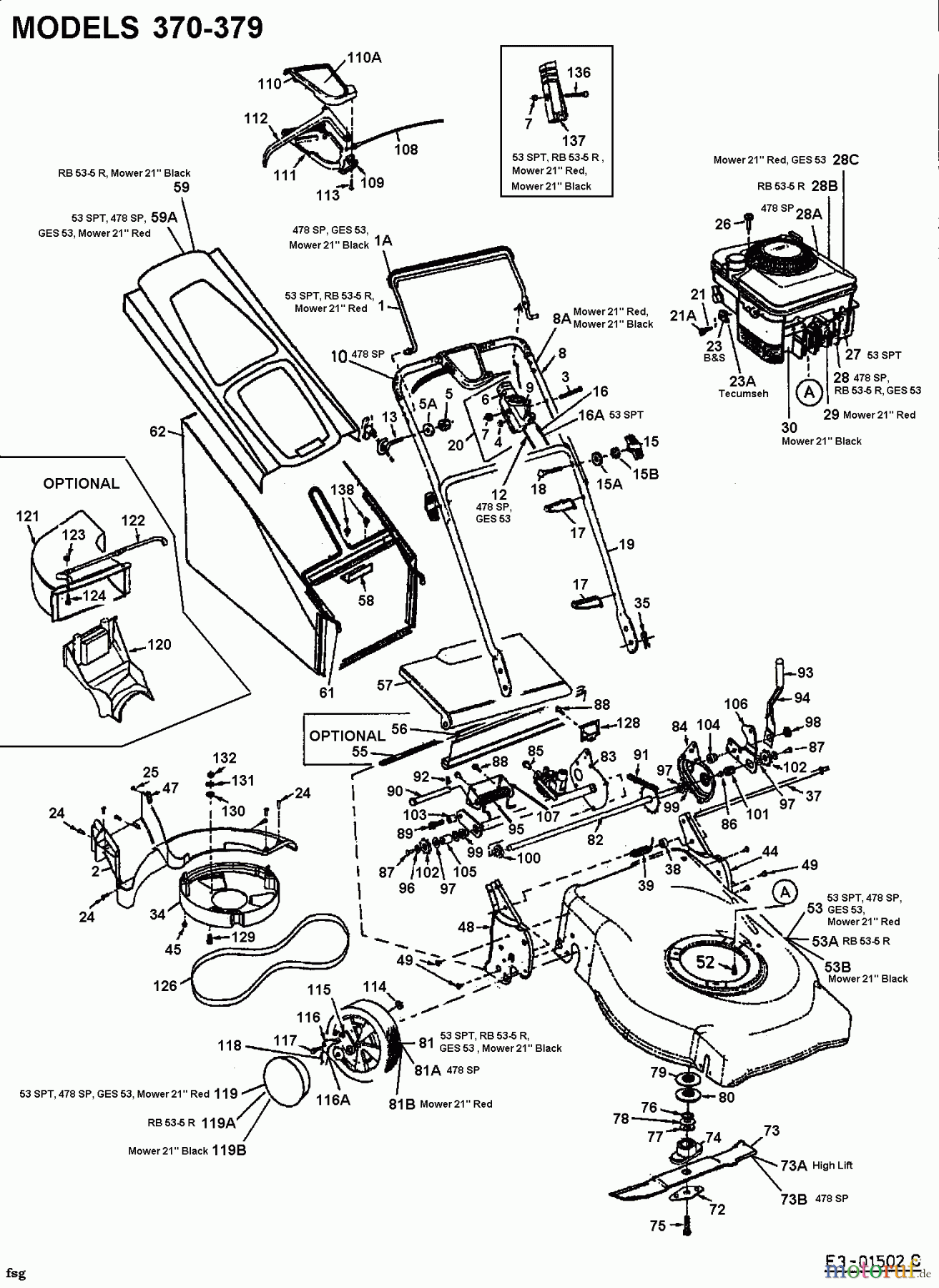  Lawnflite Tondeuse thermique tractée 478 SP 12A-378C611  (2002) Machine de base