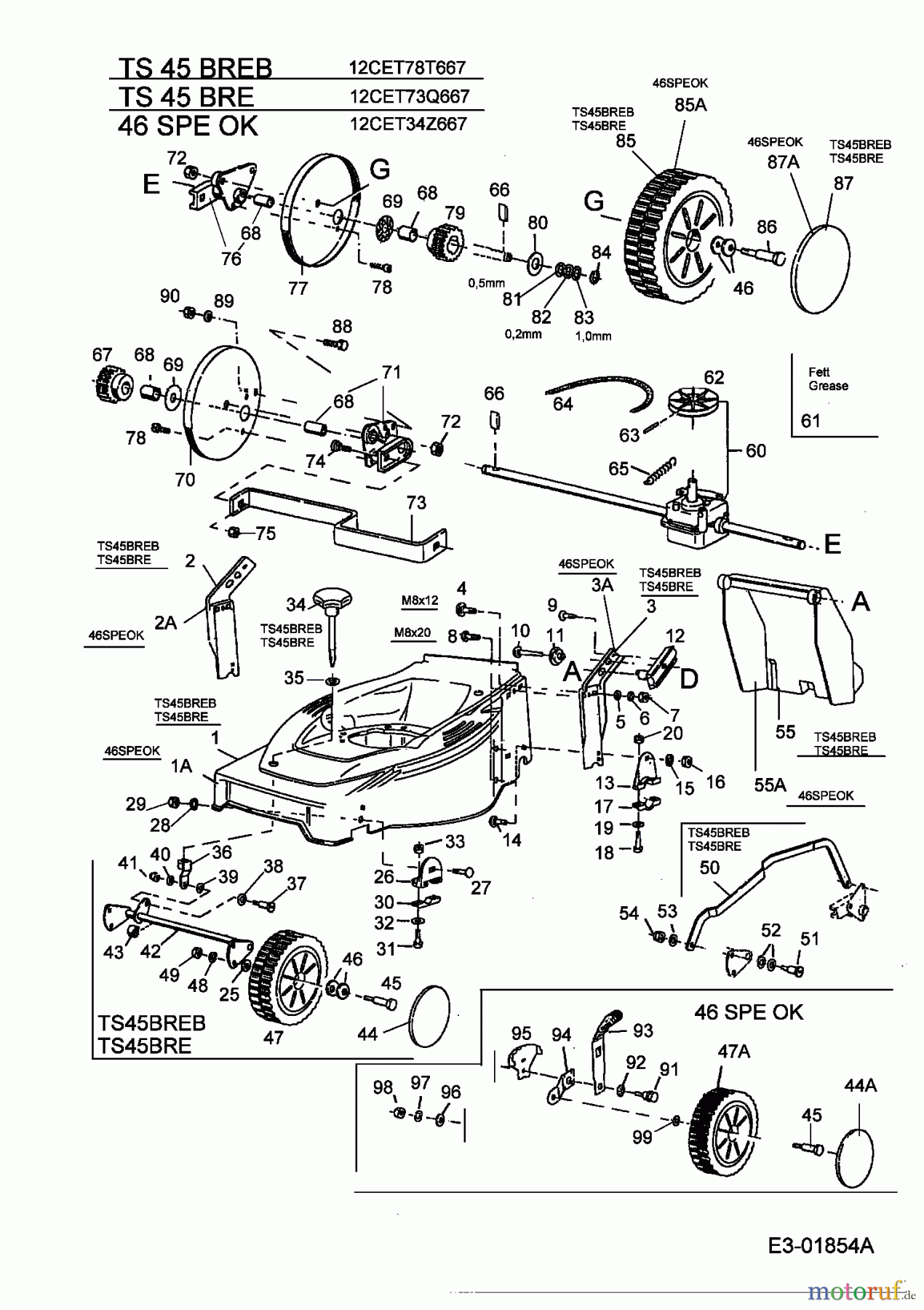  Turbo Silent Tondeuse thermique tractée TS 45 BRE-B 12CET78T667  (2003) Machine de base