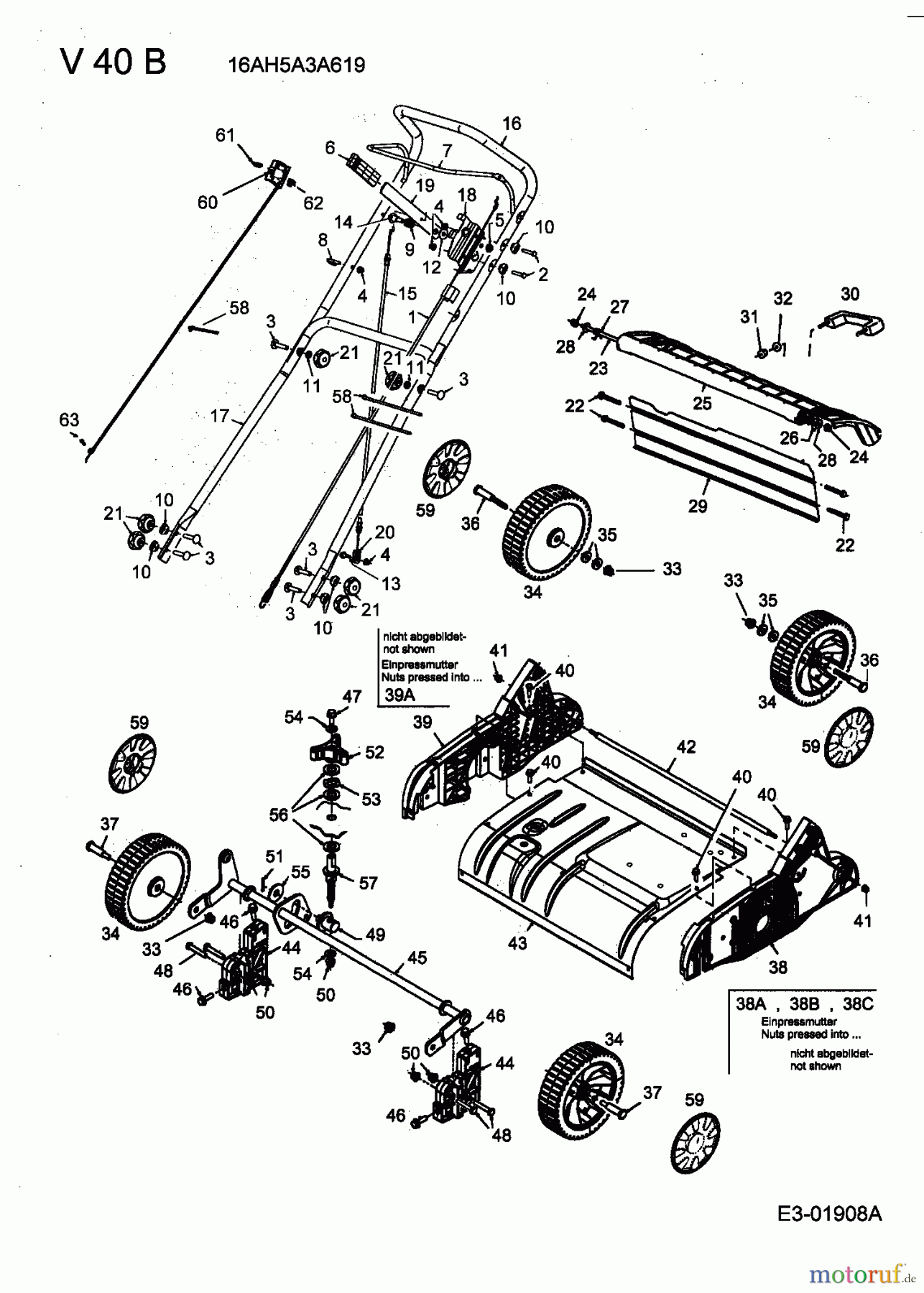  Fleurelle Scarificateur thermique V 40 B 16AH5A3A619  (2004) Brancard