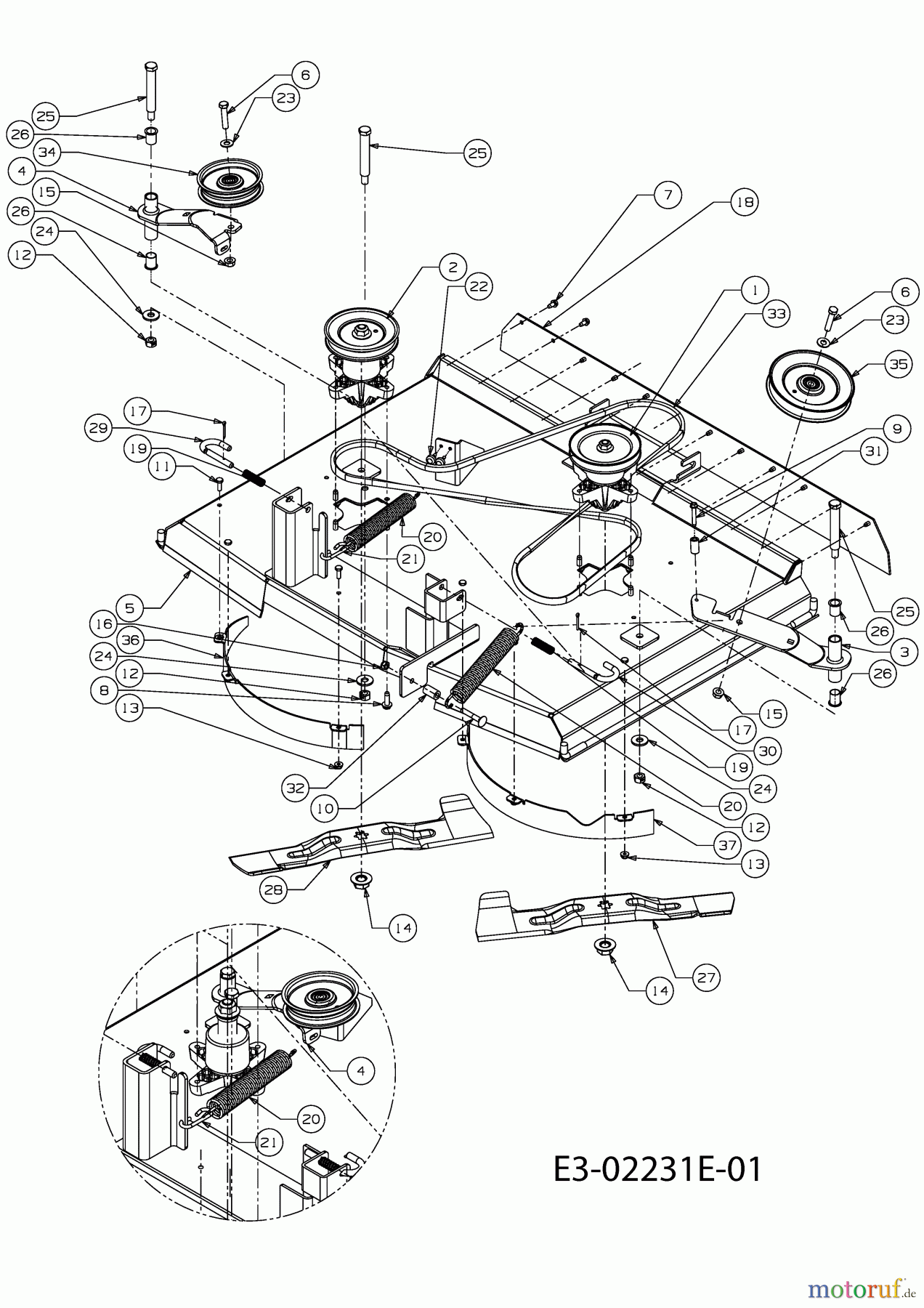  MTD Accèssoires Accèssoires tracteur de jardin et de pelouse Plateaux de coupe pour série 500, Plateau de coupe I (36