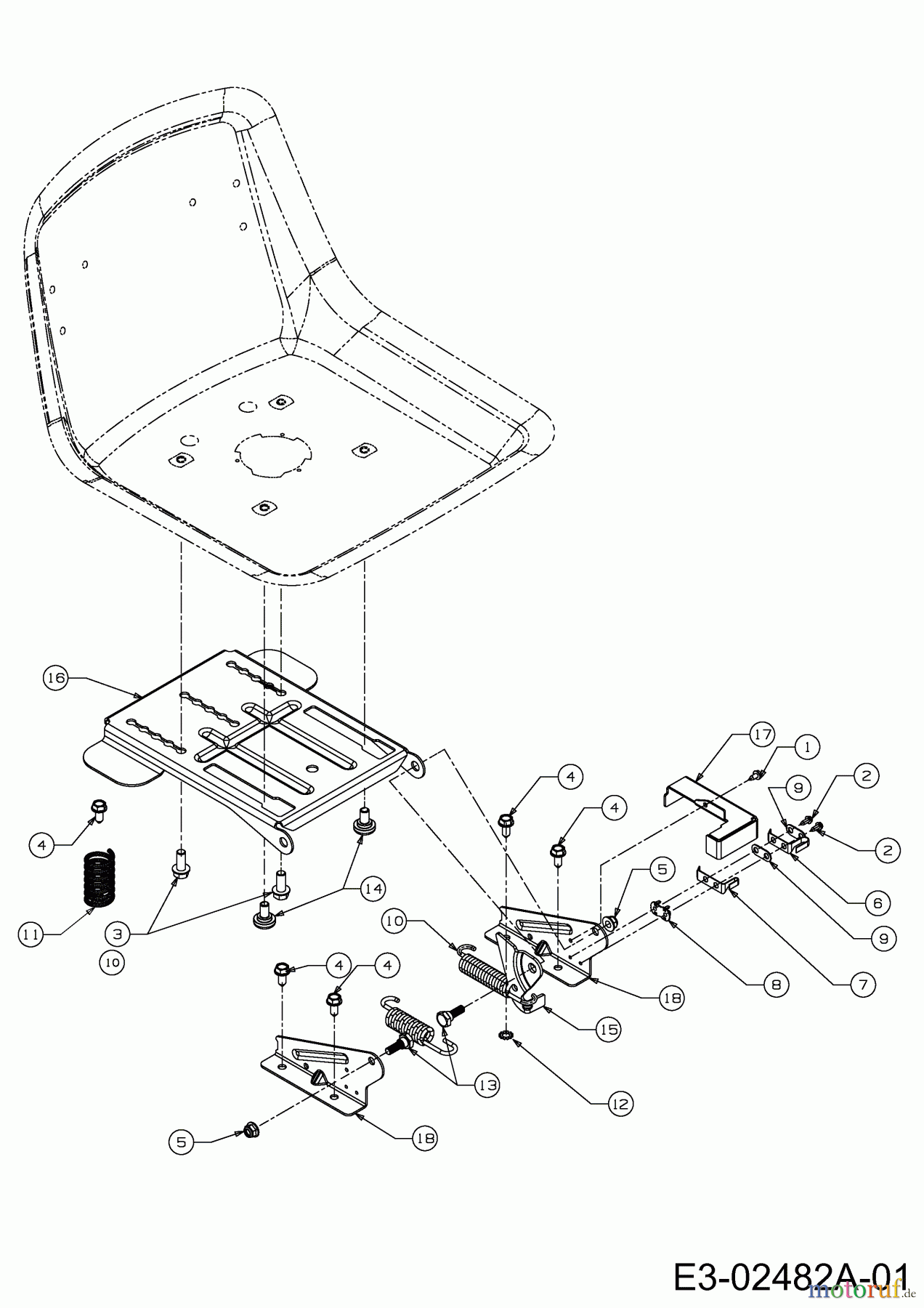  MTD Tracteurs de pelouse Smart RE 125 13HH76KE600  (2014) Support de siège