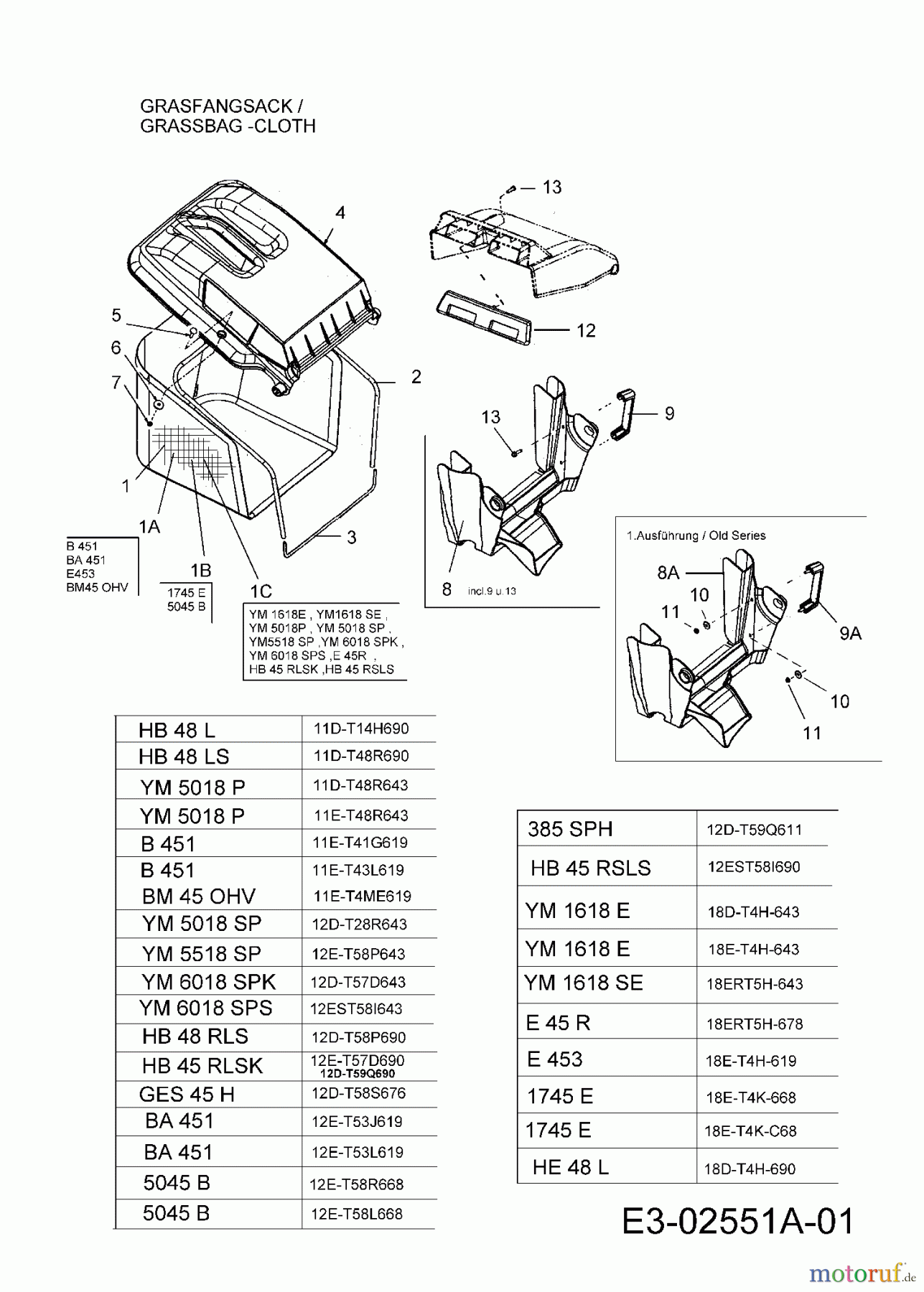  Yard-Man Tondeuse thermique YM 5018 P 11D-T48R643  (2004) Sac de réception de l'herbe