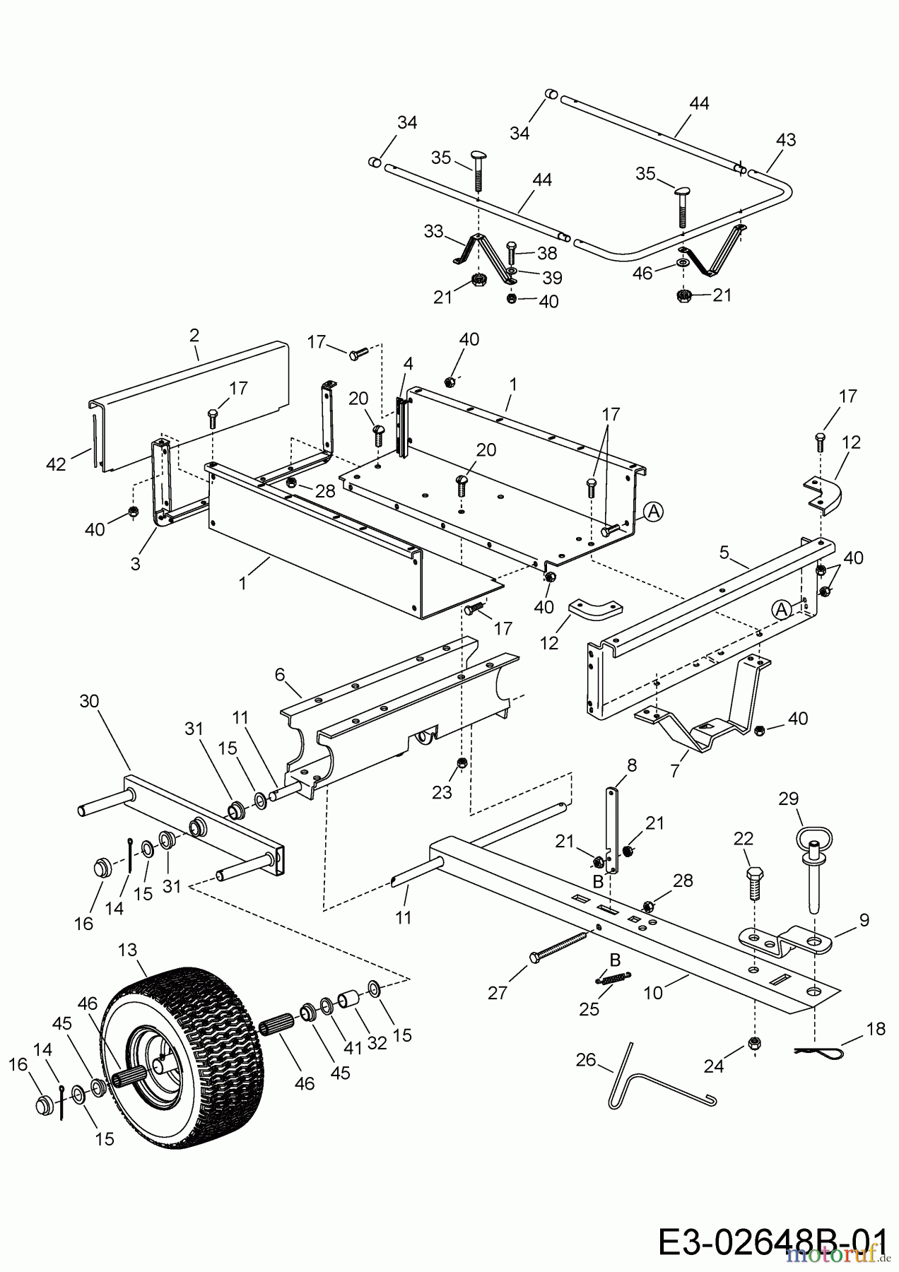  MTD Accèssoires Accèssoires Utility Vehicle (4x2 et 4x4) Remorque 45-03503  (196-511-000) 196-511-000  (2004) Machine de base