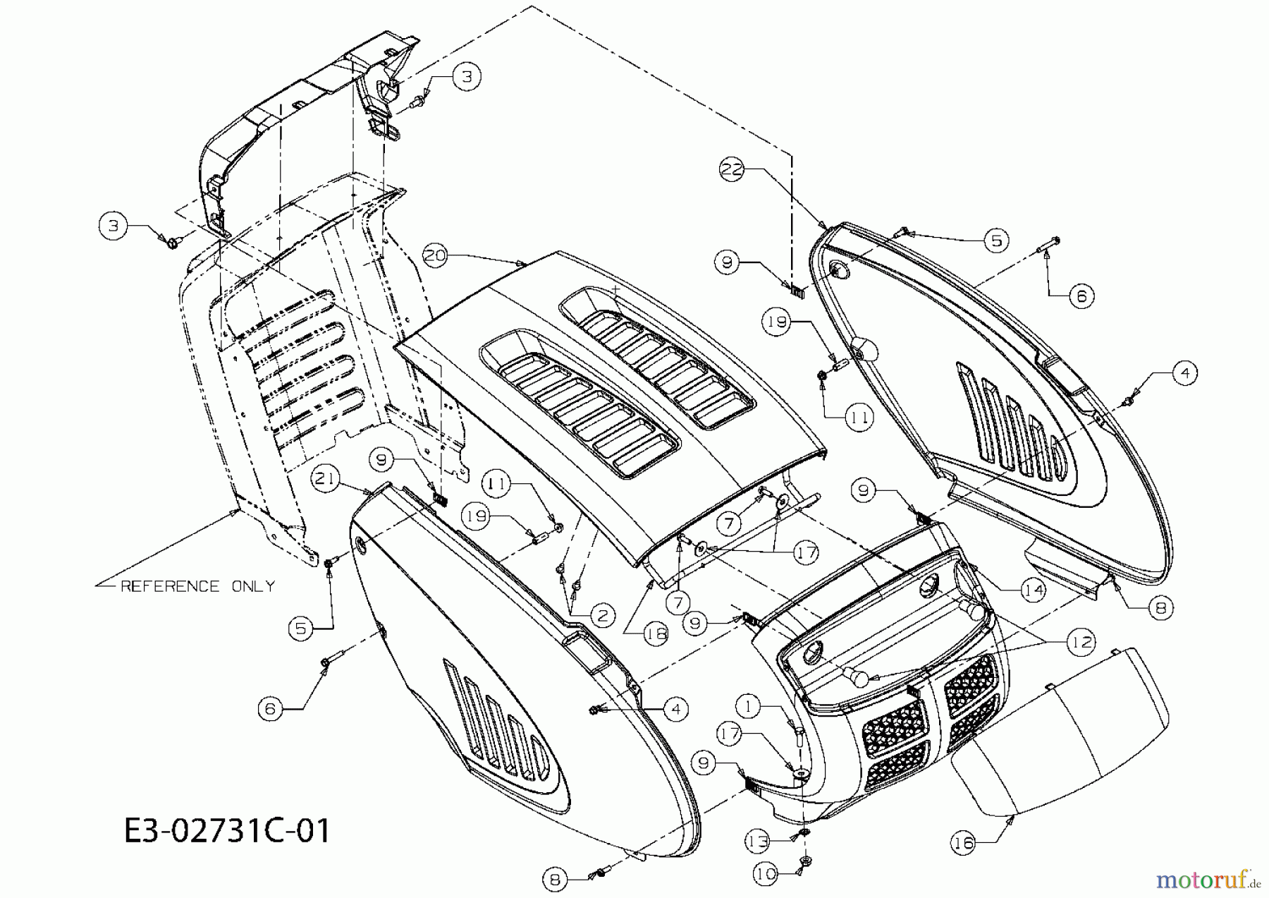  Oleo-Mac Tracteurs de pelouse Polo 108/15.5 H 13AM799G436  (2008) Capot de moteur 9-Style