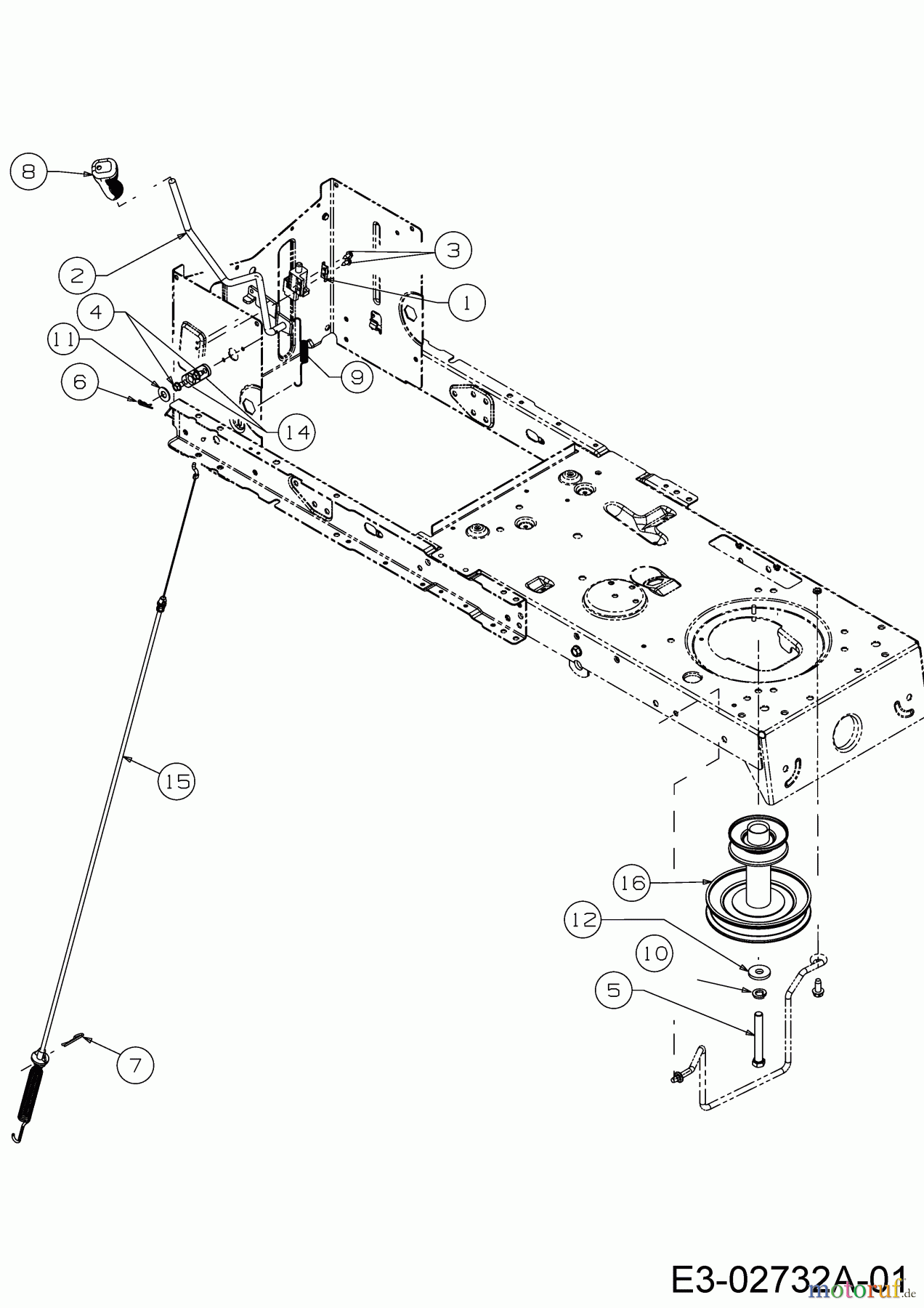  MTD Tracteurs de pelouse RS 135/107 13A3762G600  (2006) Enclenchement plateau de coupe, Poulie moteur