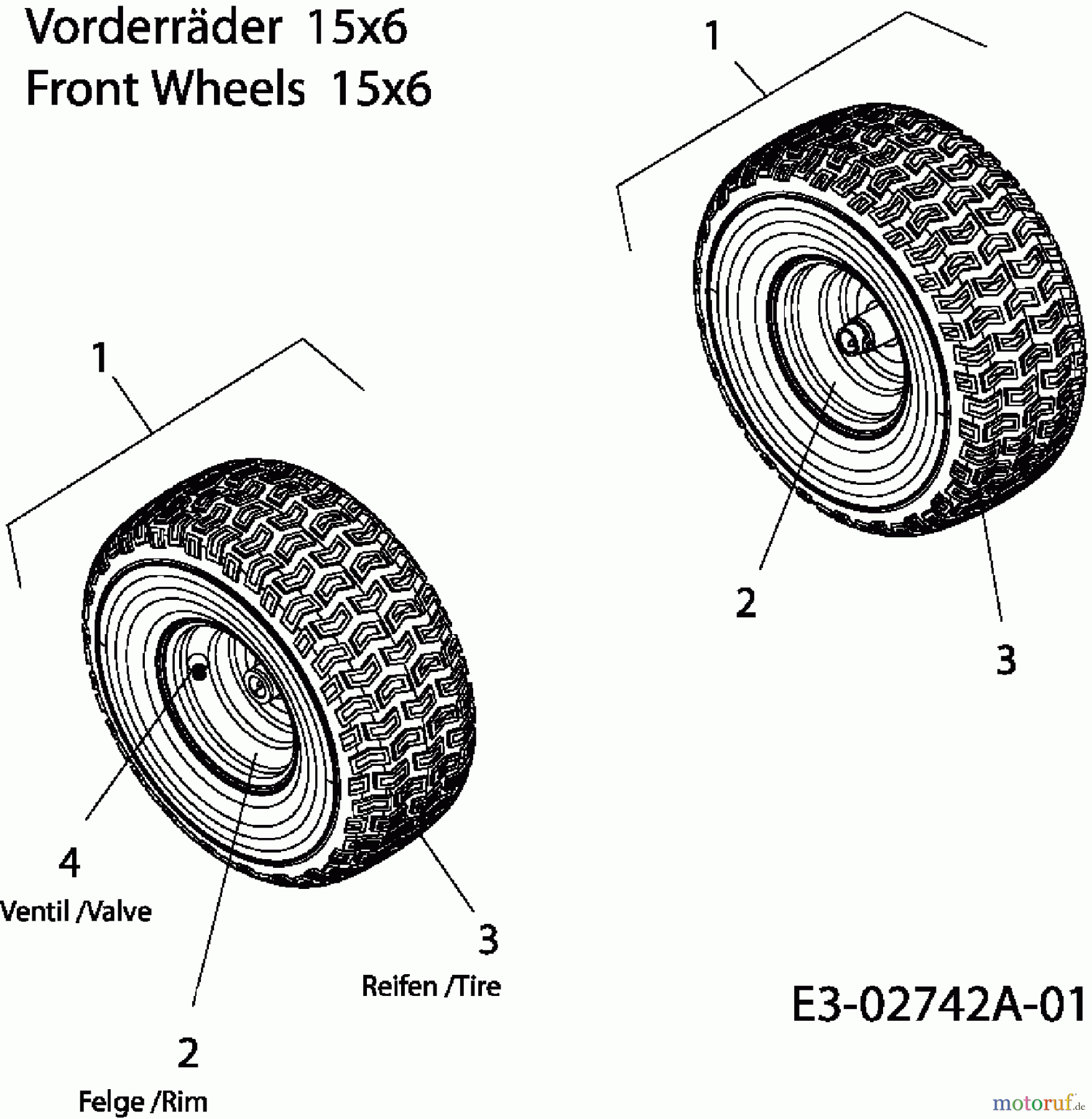  Efco Tracteurs de pelouse Formula 97/13.5 T 13AH779F637  (2006) Roues avant 15x6