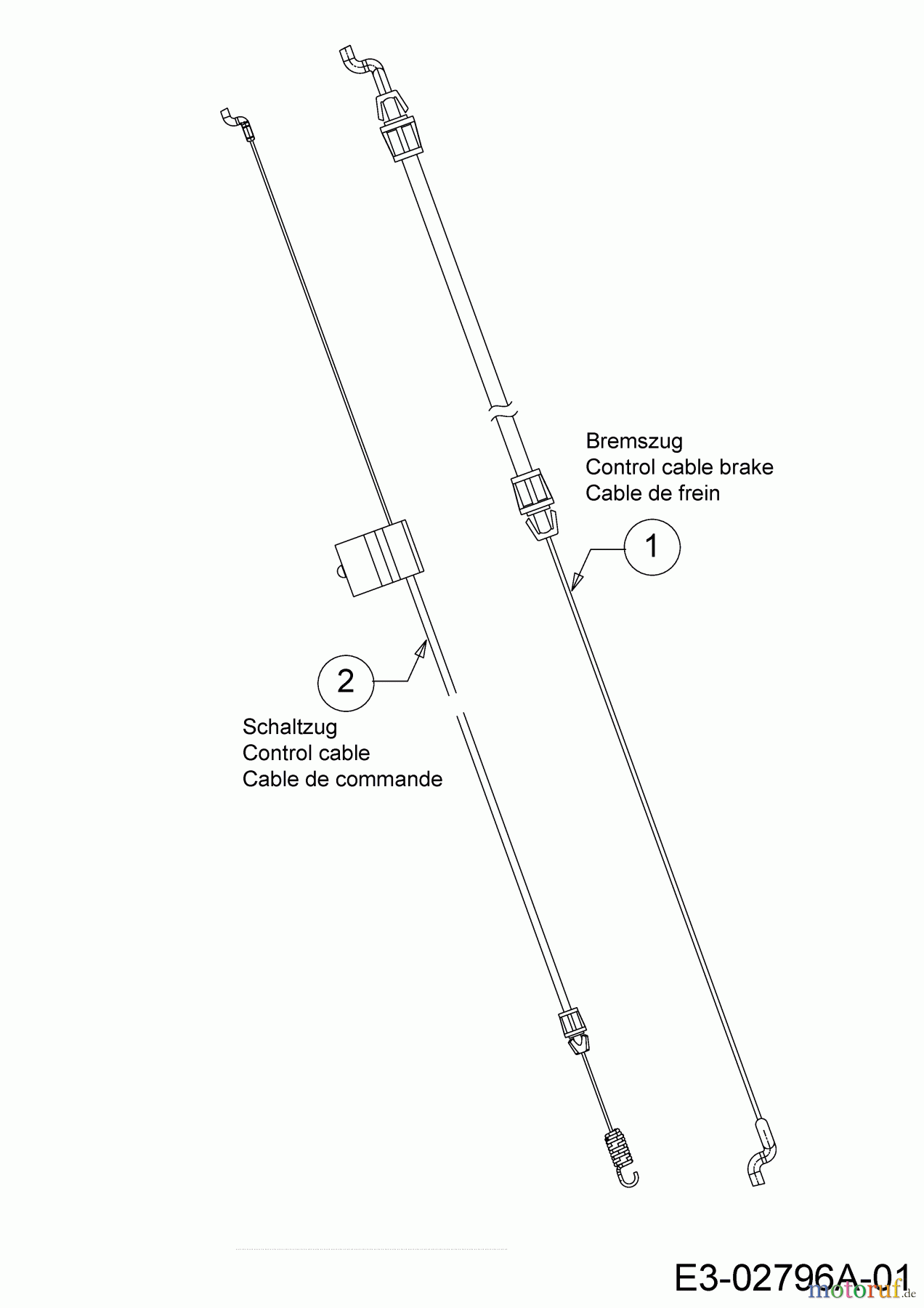  MTD Tondeuse thermique tractée 46 SPOSE 12AETCS7678  (2017) Cable de frein, Cable de commande