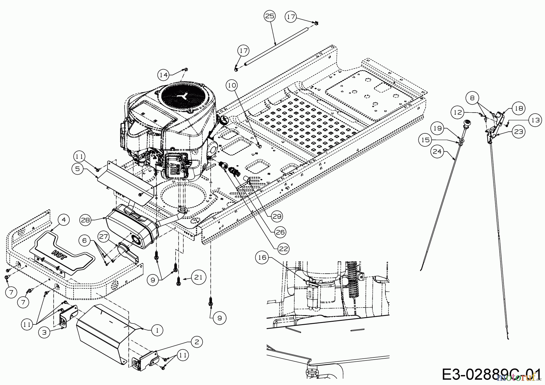  Cub Cadet Zero Turn XZ 1-54 17BICACW603  (2017) Commande de choke et gaz, Accessoires moteur