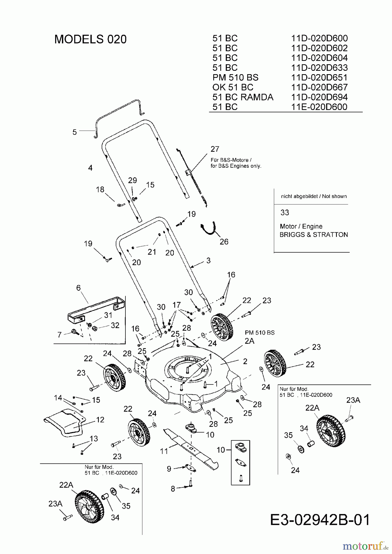  Terradena Tondeuse thermique PM 510 BS 11D-020D651  (2007) Machine de base