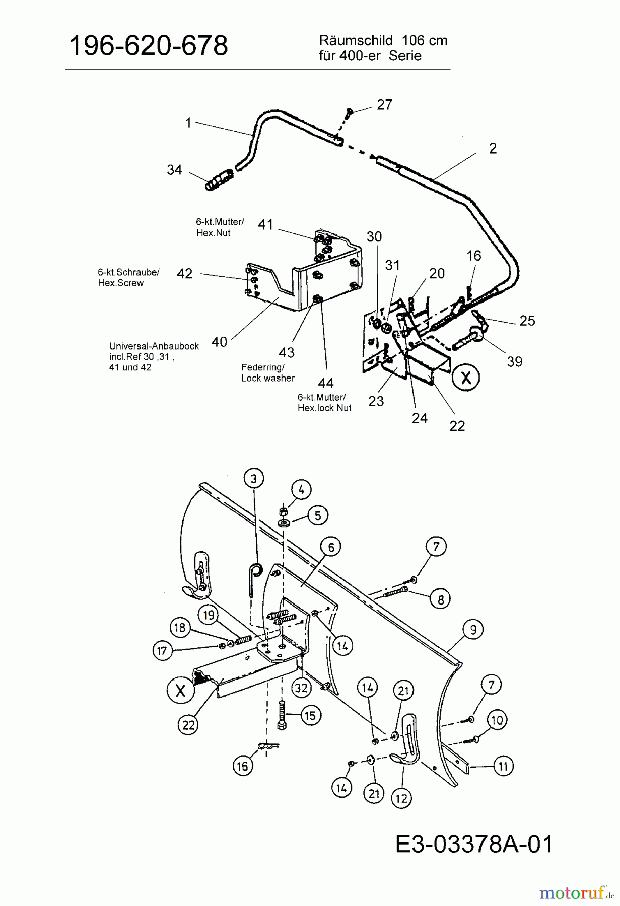  MTD Accèssoires Accèssoires tracteur de jardin et de pelouse Lame á neige pour série 400 196-620-678  (2004) Machine de base