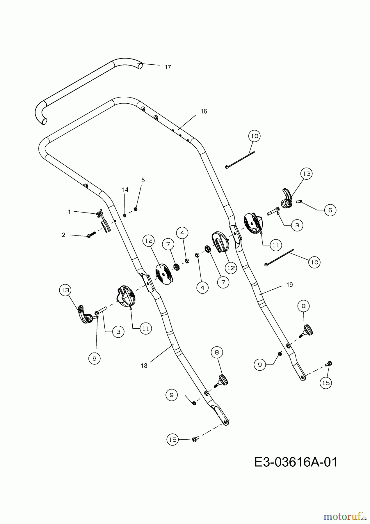  Wolf-Garten Tondeuse thermique tractée A 460 AHVHW 12AQTVCQ650  (2015) Brancard