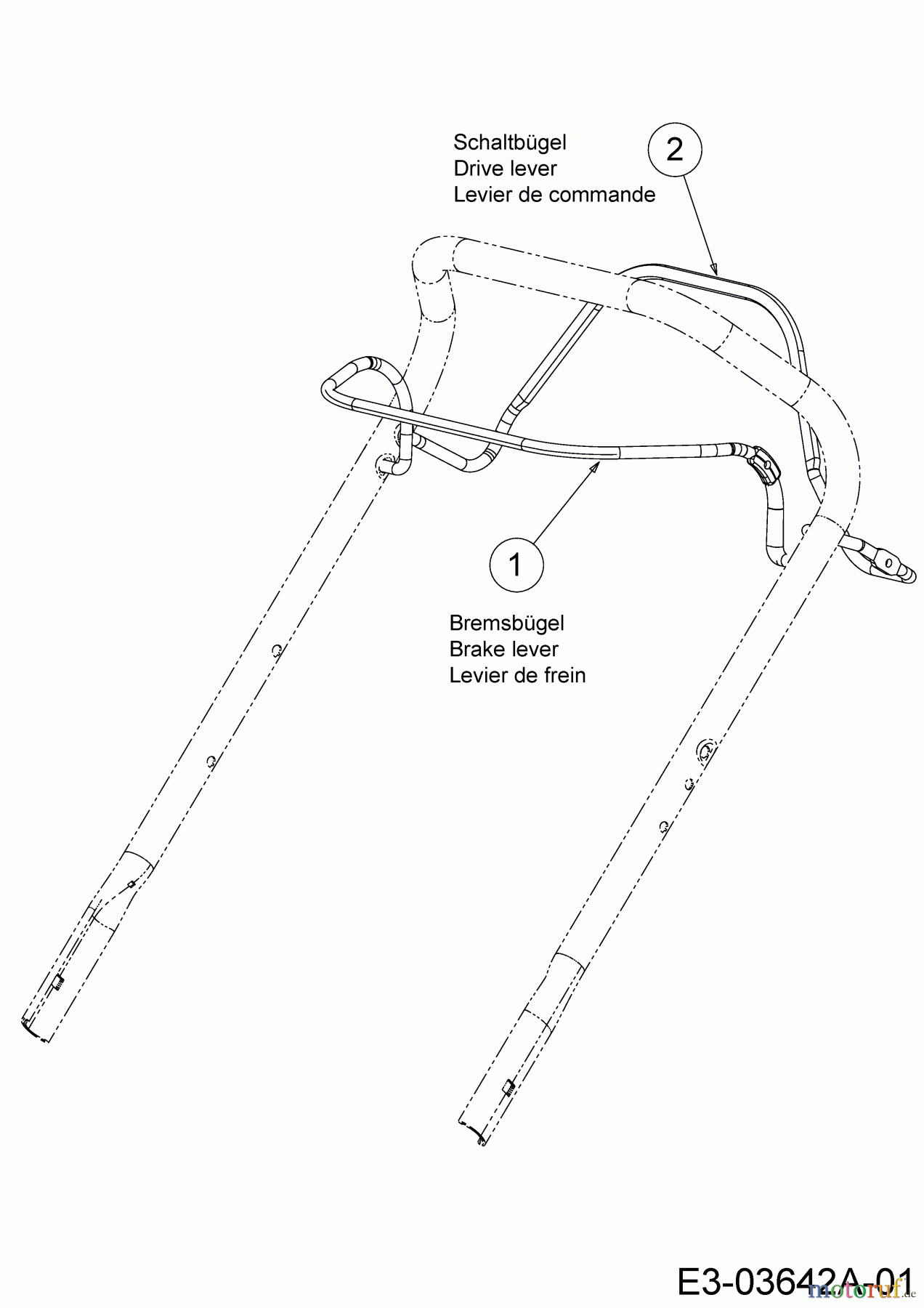  Wingart Tondeuse thermique tractée BR 1646 RA 12A-THBQ601  (2015) Levier de commande