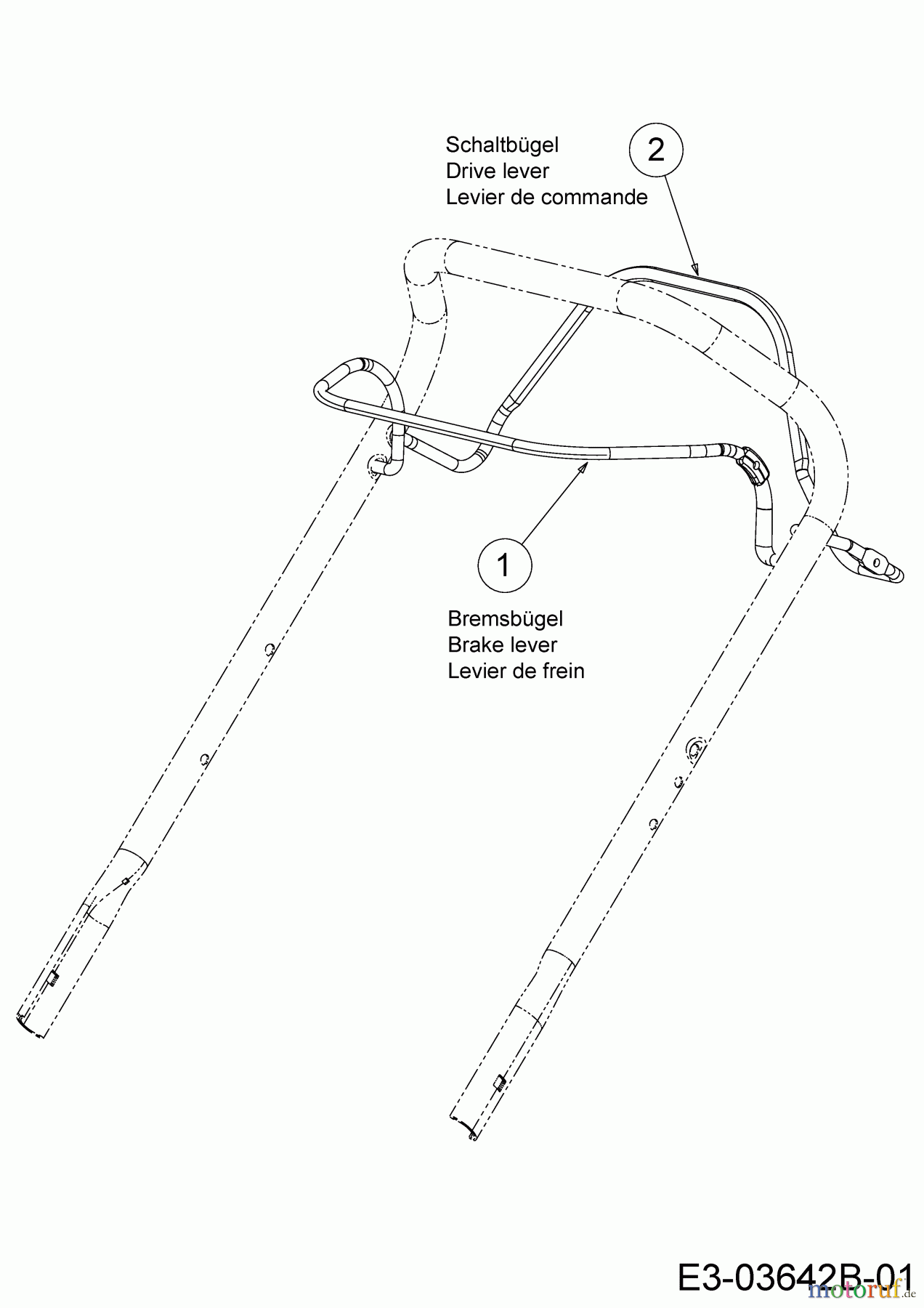  Cub Cadet Tondeuse thermique tractée LM2 DR53 12C-PRKC603  (2018) Levier de frein, Levier de commande