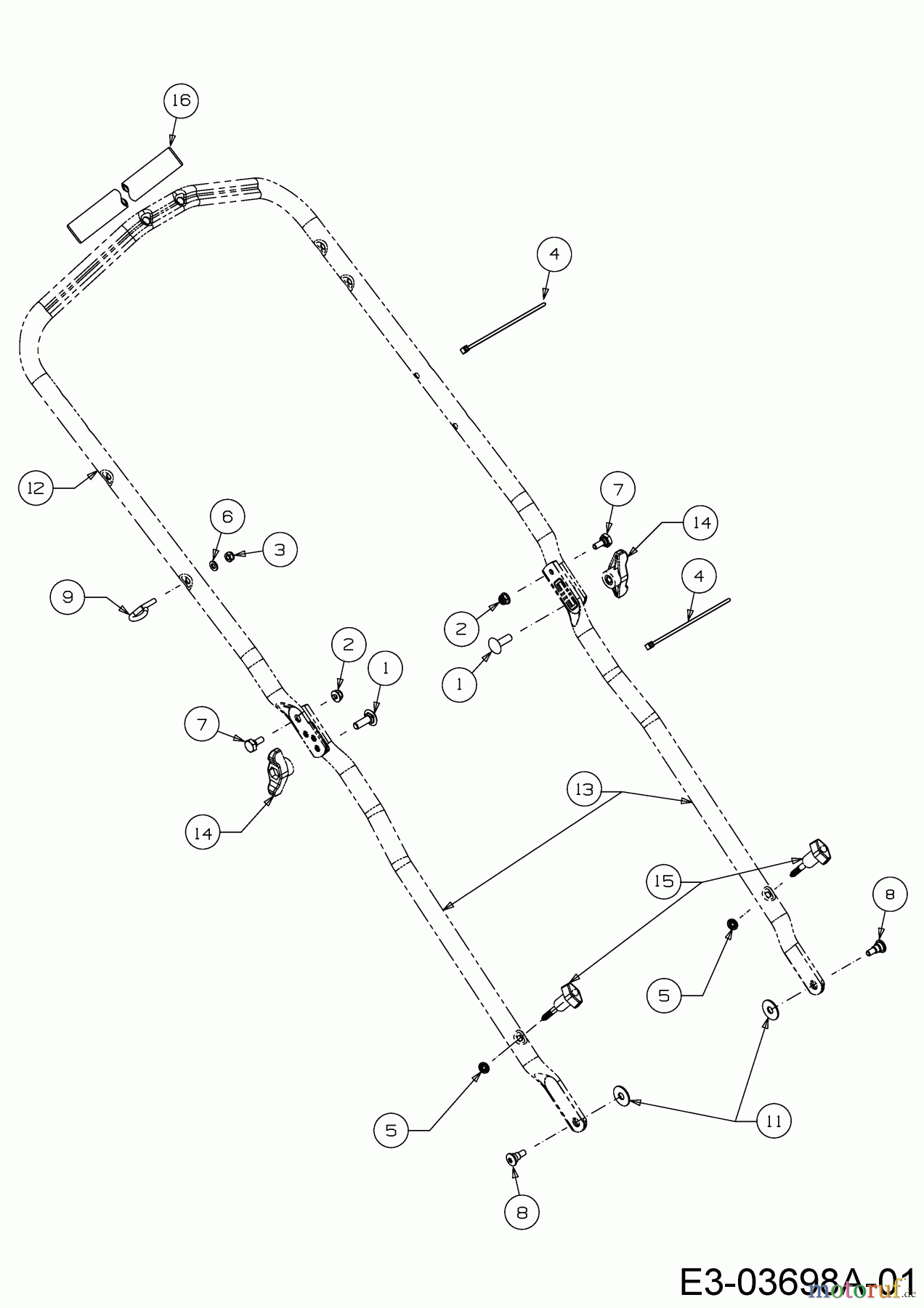  Cub Cadet Tondeuse thermique tractée CC 53 SPH HW 12A-PV9Q603  (2014) Brancard