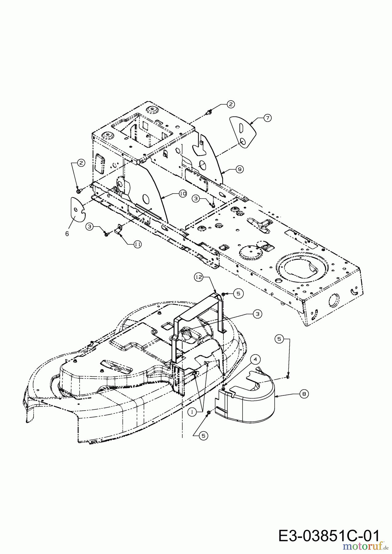  Verts Loisirs Tracteurs de pelouse VL 96 H 13CM79TF617  (2012) Couvercles de protection plateau de coupe F (38