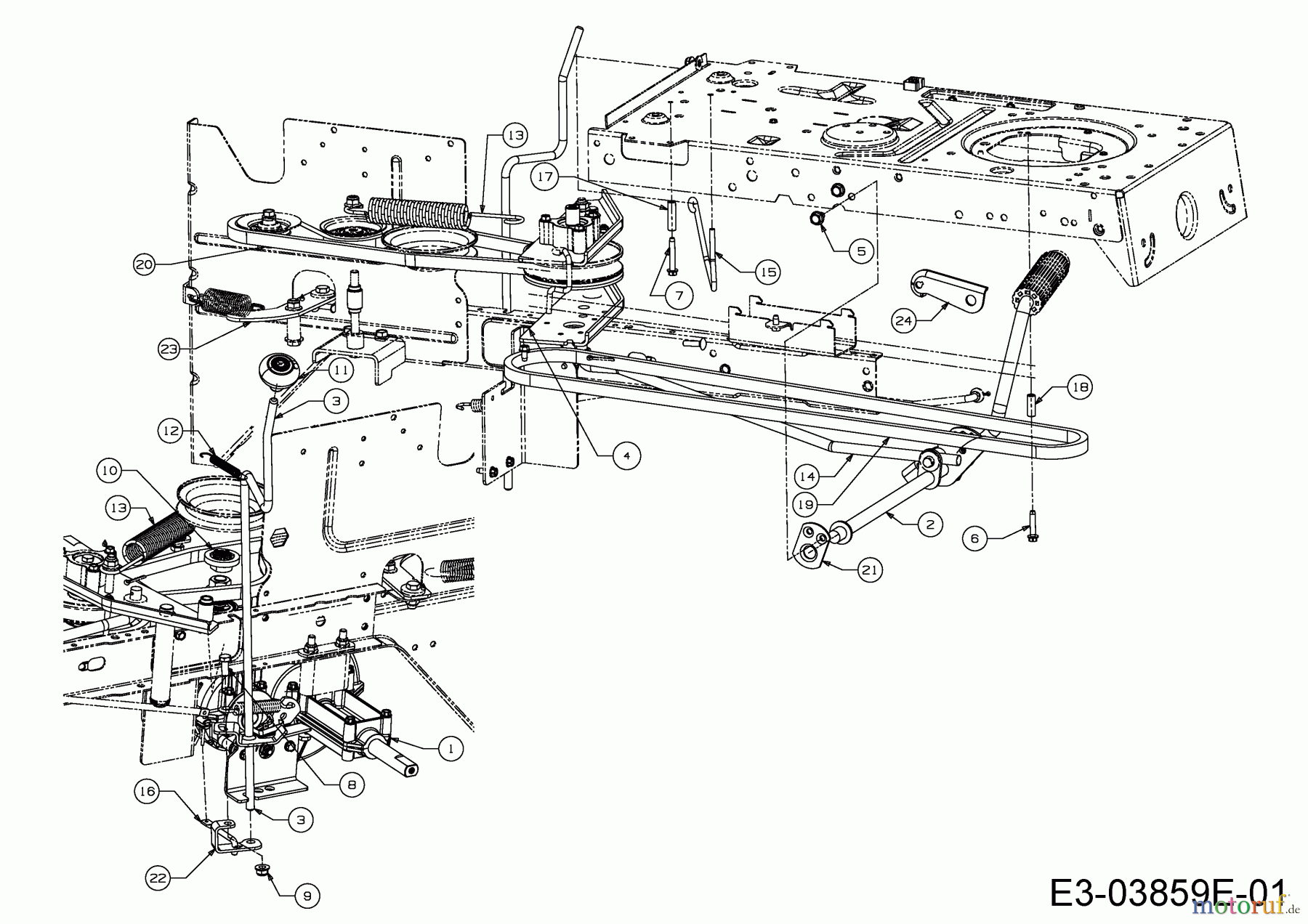  Gartenland Tracteurs de pelouse GL 13,5-92 T 13HH773E640  (2014) Entraînement de roulement, Pedale, Levier de commande