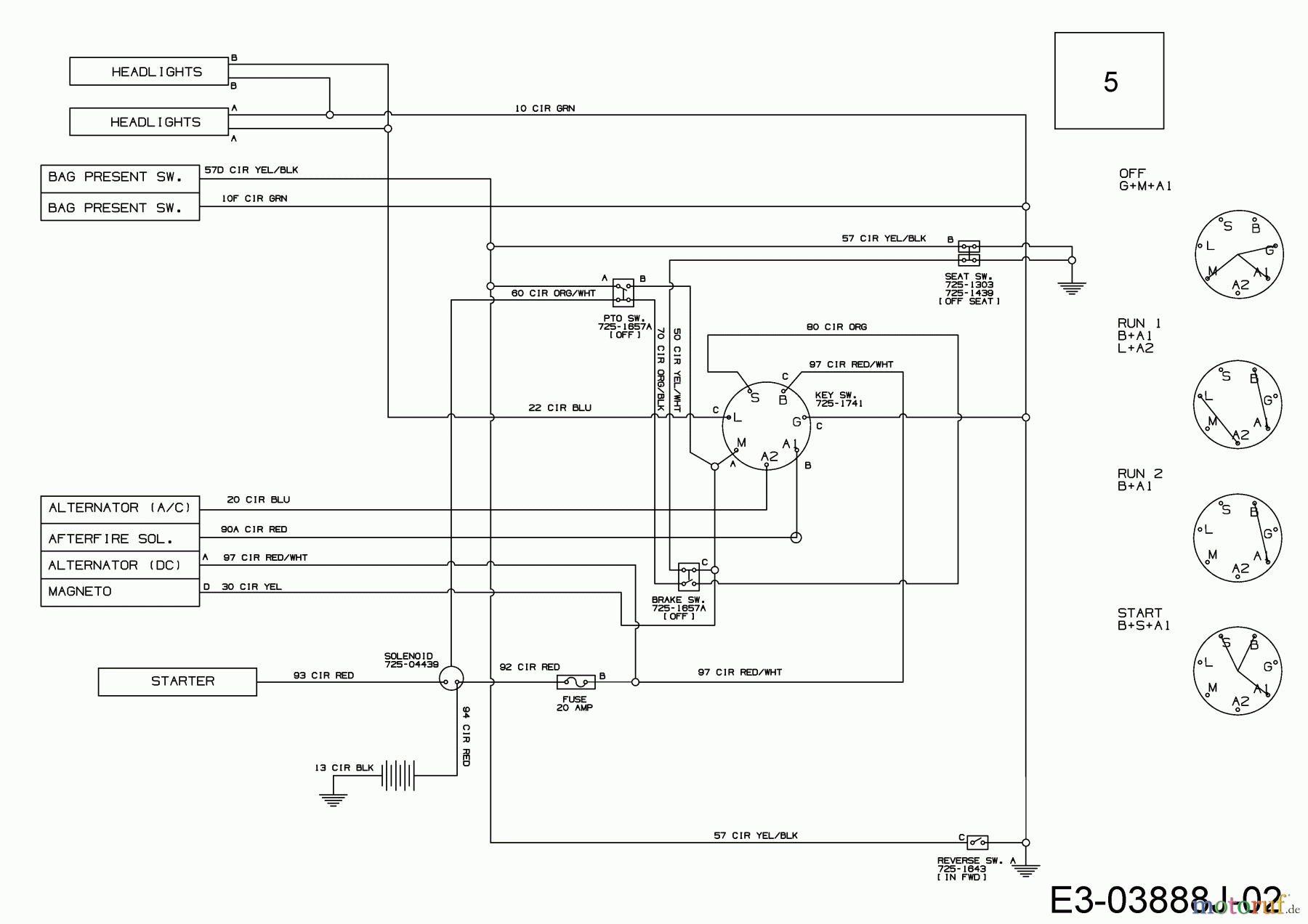  MTD Tracteurs de pelouse MTD 76 13I2765C600  (2018) Plan électrique