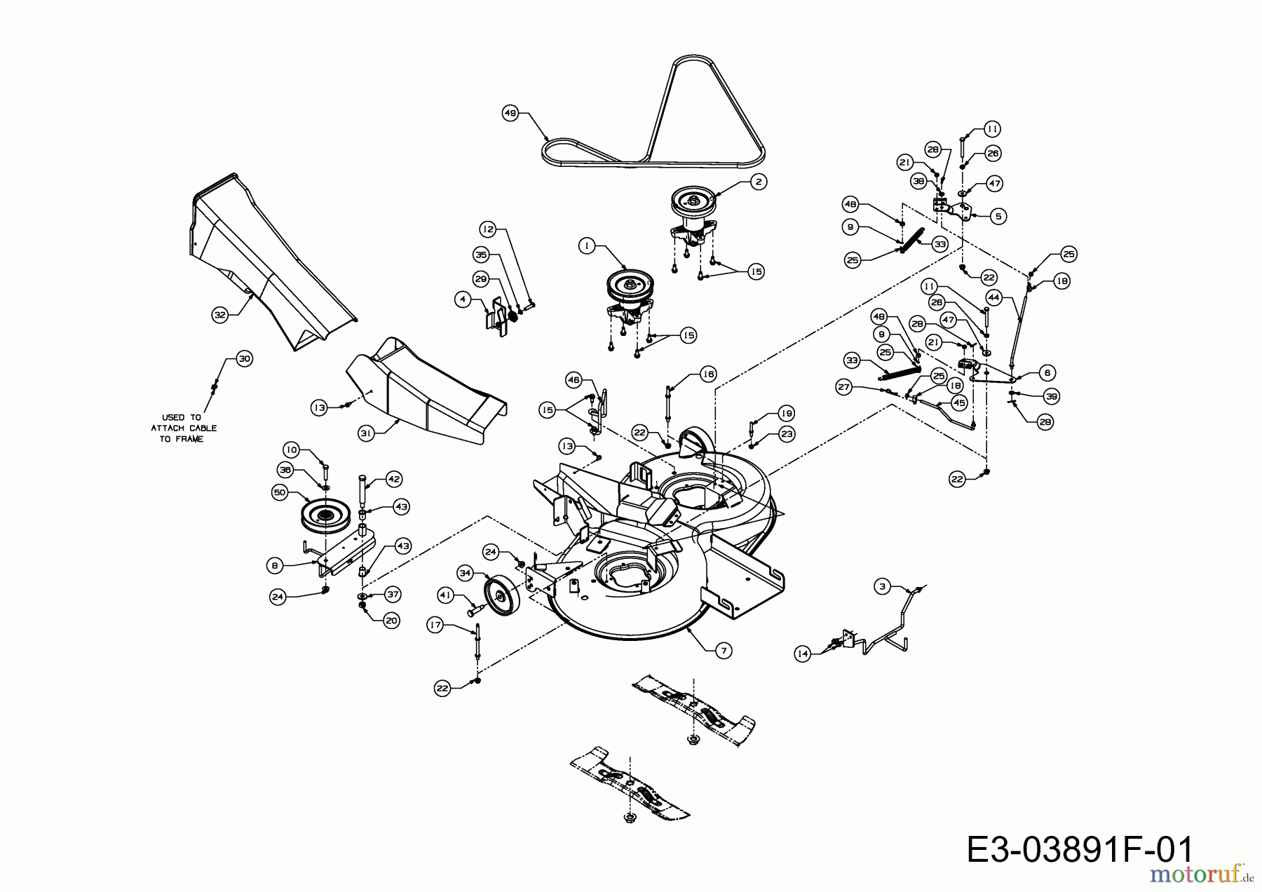  B Power Tracteurs de pelouse BT 155-92 AH 13AM713E615  (2012) Plateau de coupe E (36