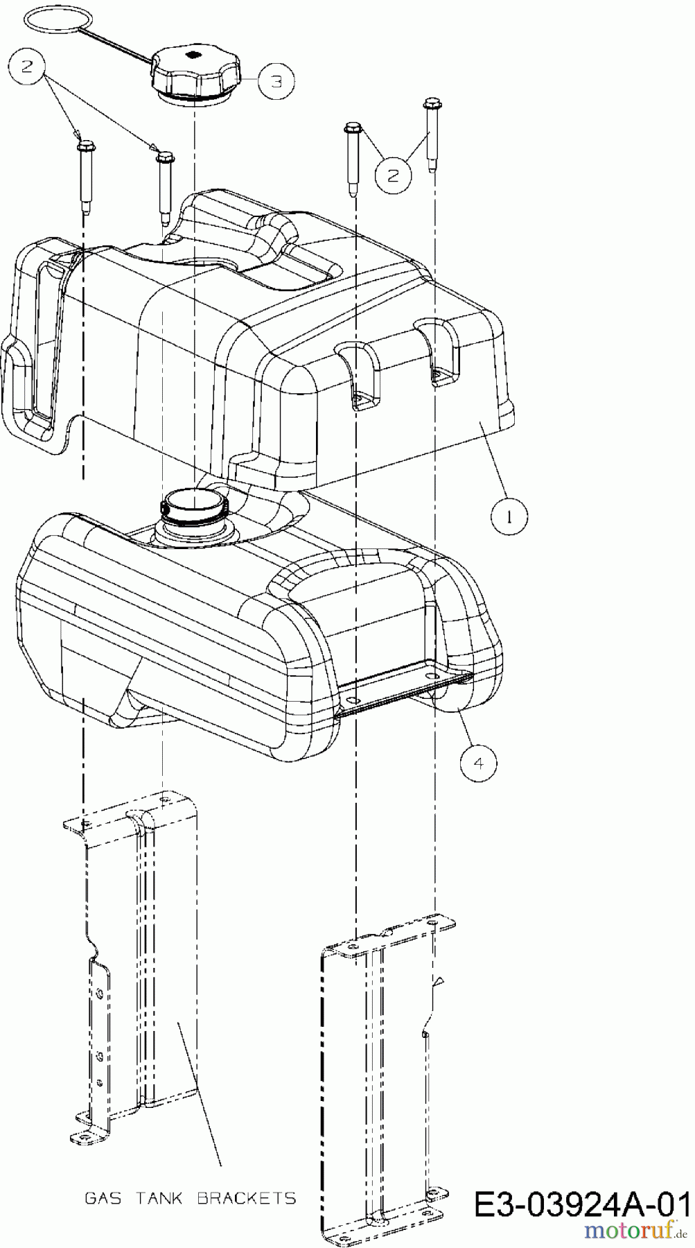  Cub Cadet Tondeuse thermique tractée Wide Cut E-Start 12AE764U603  (2010) Réservoir