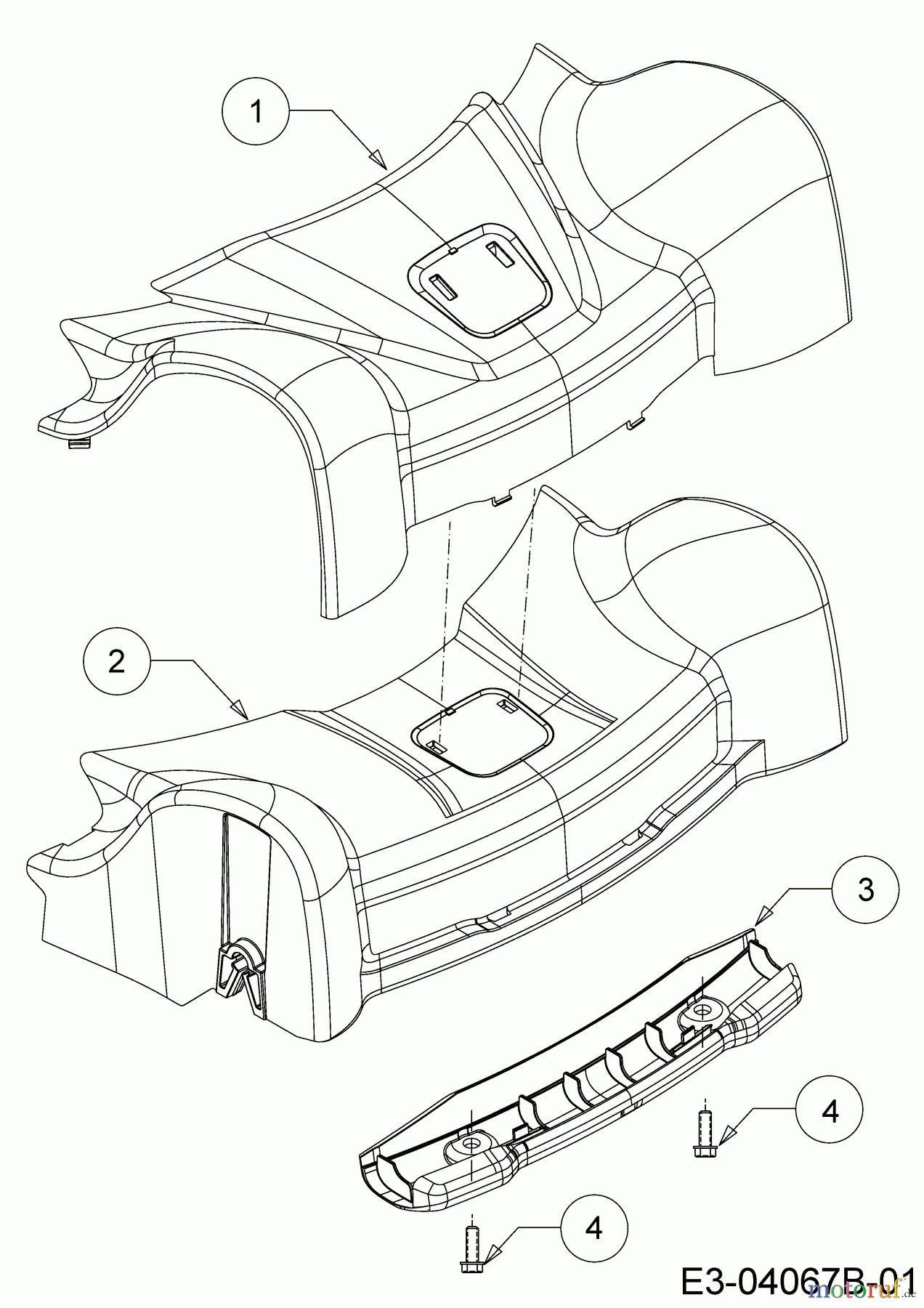  Wolf-Garten Tondeuse thermique tractée WA 53 AHWIS 12A-PV6J650  (2016) Couvercle de protection axe avant