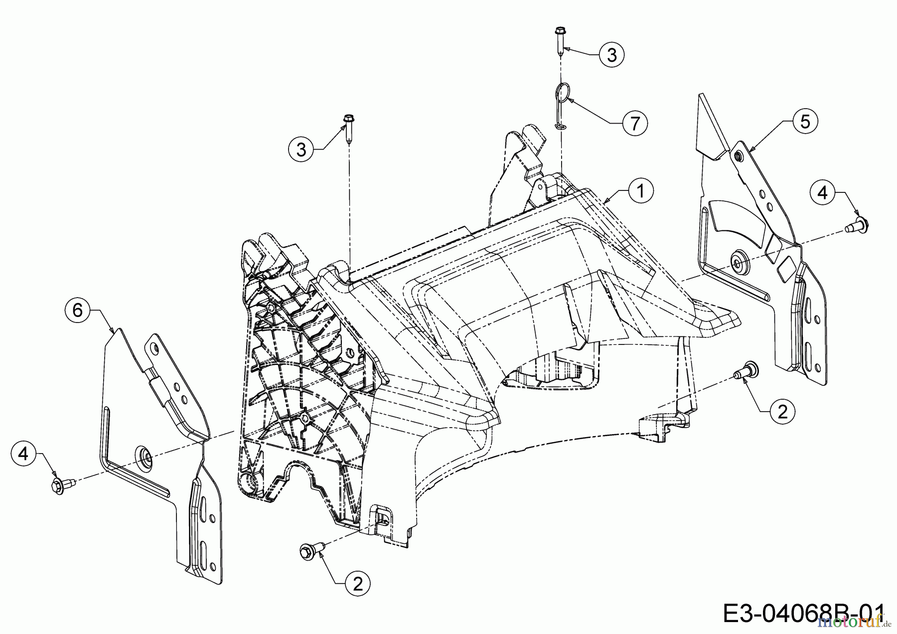  WOLF-Garten Expert Tondeuse thermique tractée Expert 530 A 12A-PUKC650  (2016) Couvercle de protection arrière, Support de mancheron