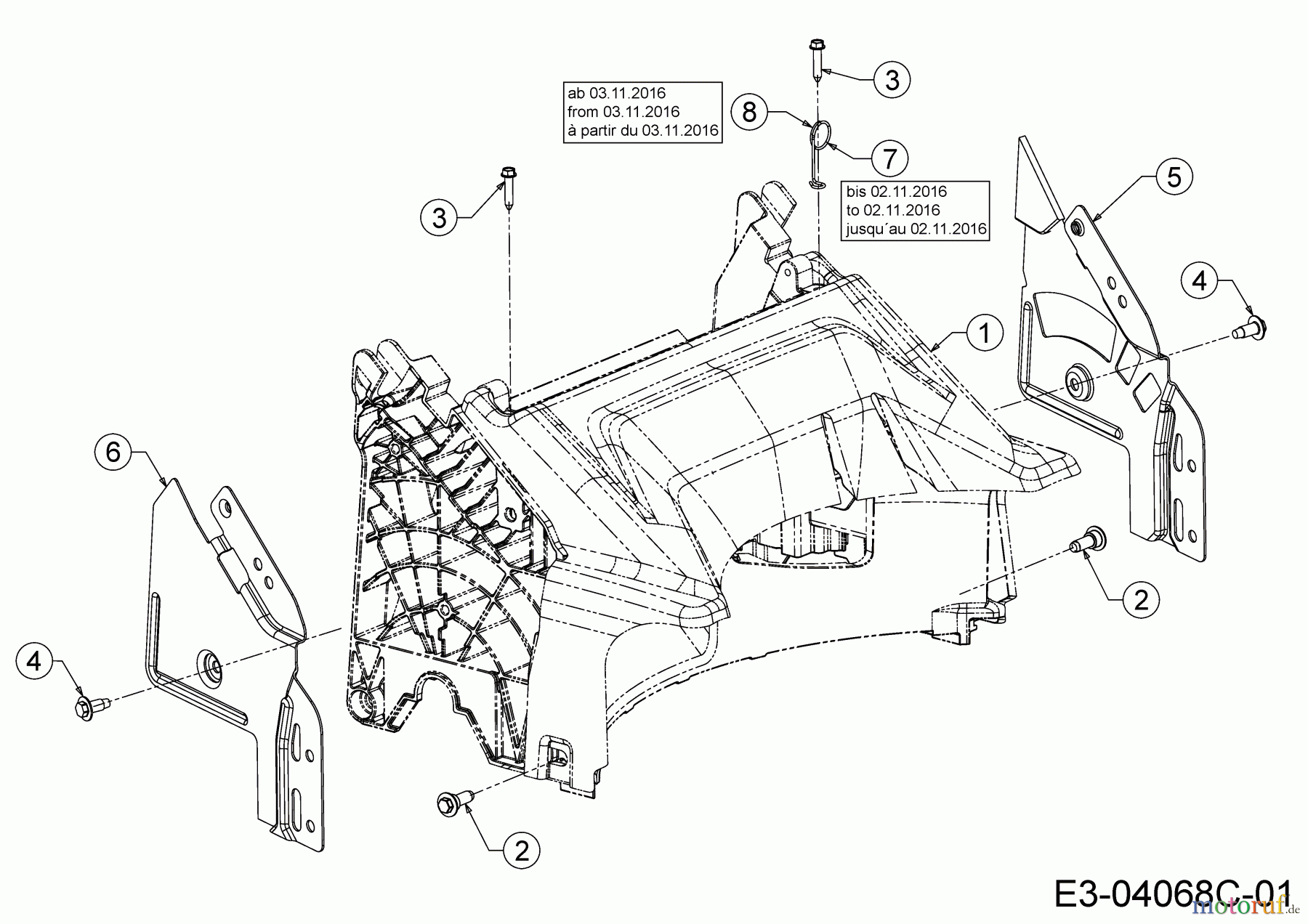  WOLF-Garten Expert Tondeuse thermique tractée Expert 530 A 12C-PUKC650  (2018) Couvercle de protection arrière, Support de mancheron