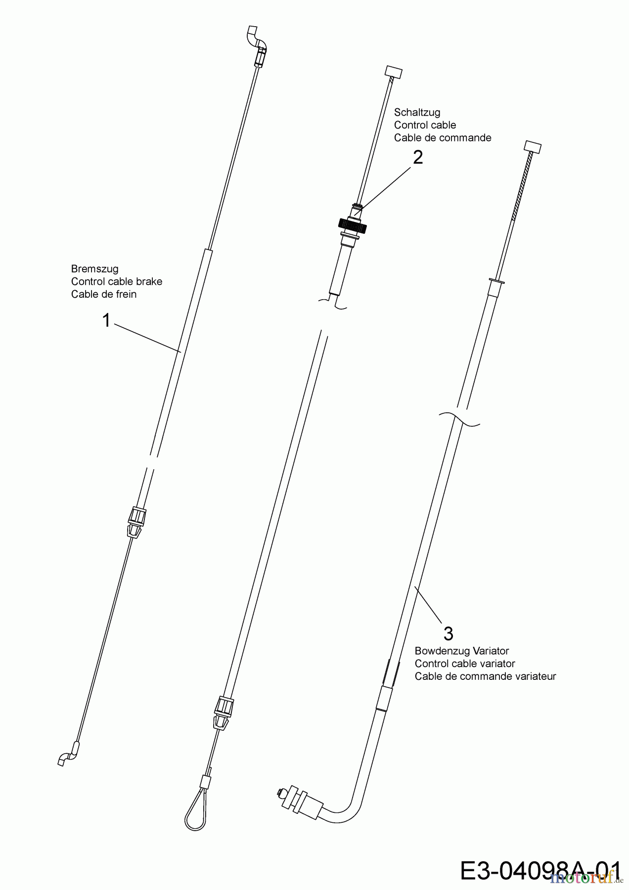  Wolf-Garten Tondeuse thermique tractée A 460 AHVHW 12AQTVCQ650  (2015) Cables de commande