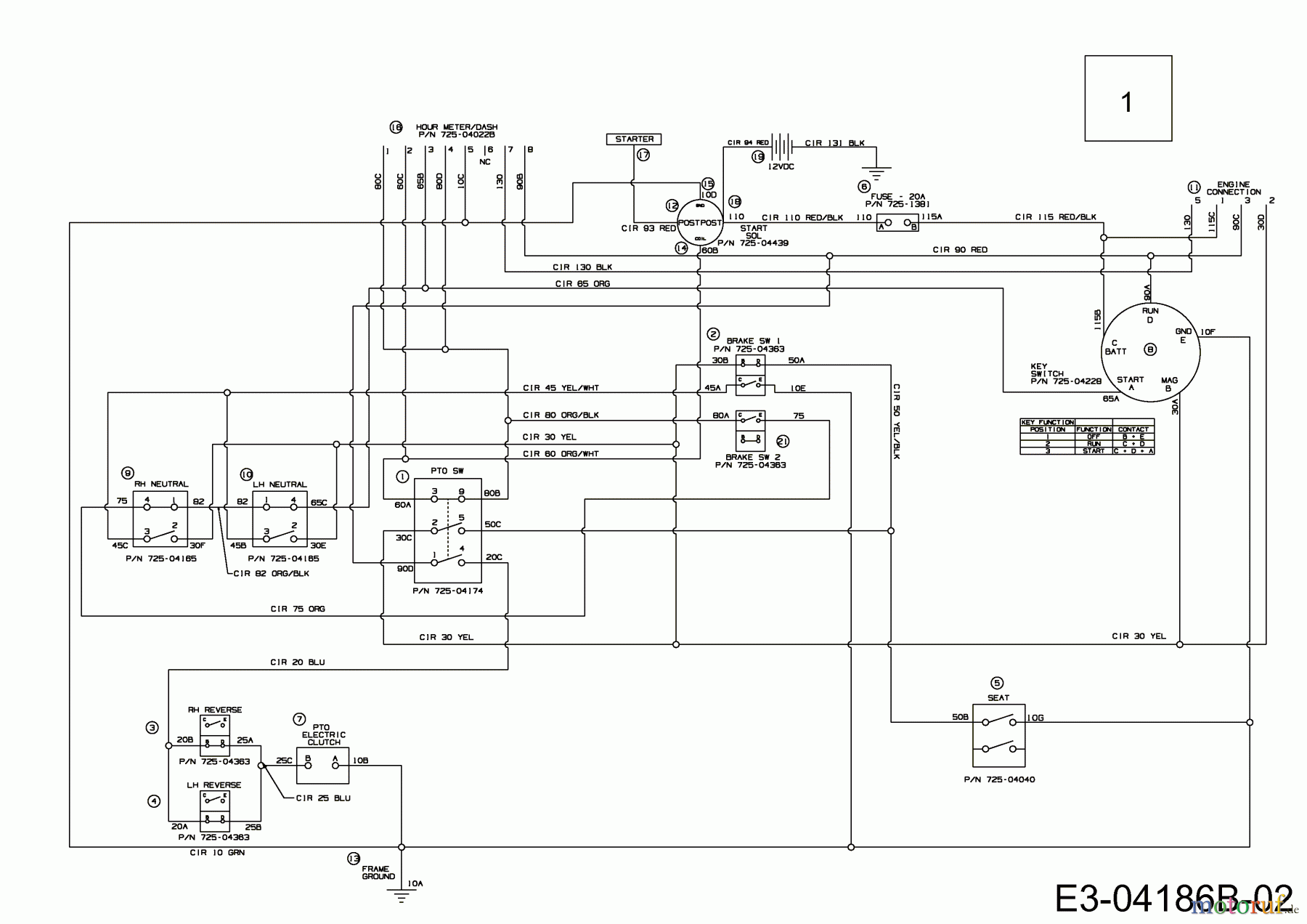  MTD Zero Turn P 155 HZ-G 17AE2ACG678  (2011) Plan électrique