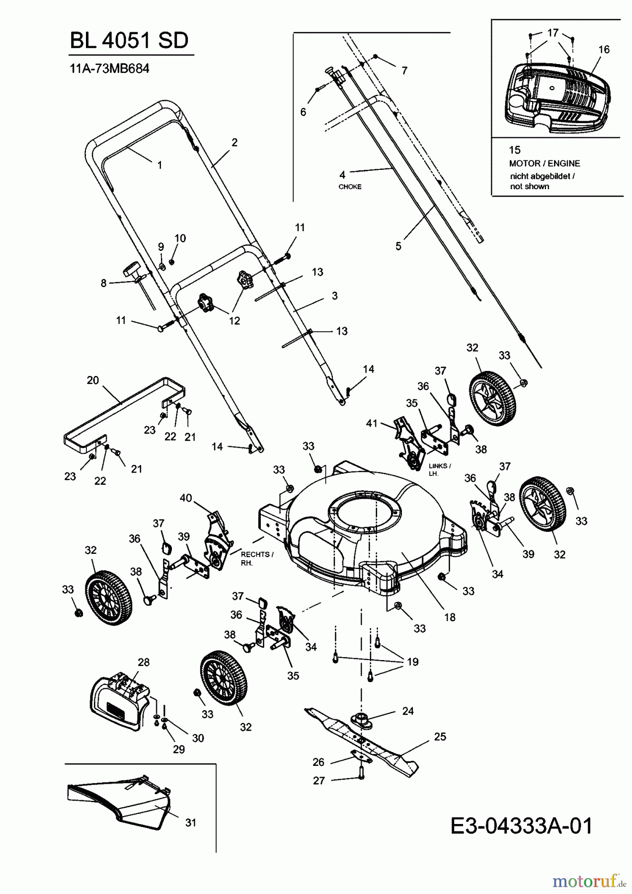  Bolens Tondeuse thermique BL 4051 SD 11A-73MB684  (2008) Machine de base