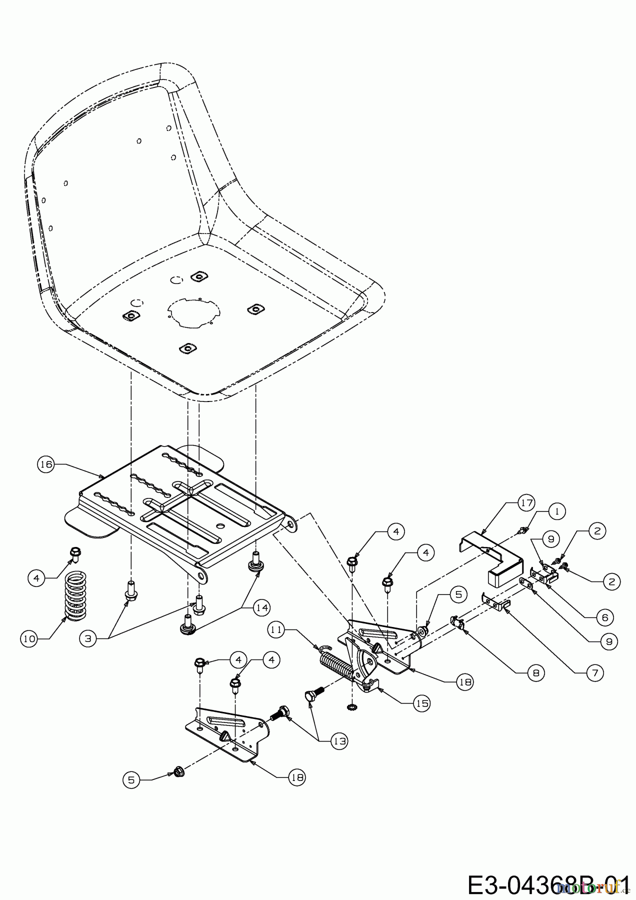  Colombia Tracteurs de pelouse PX 125 B 96 T 13CH761F646  (2011) Support de siège