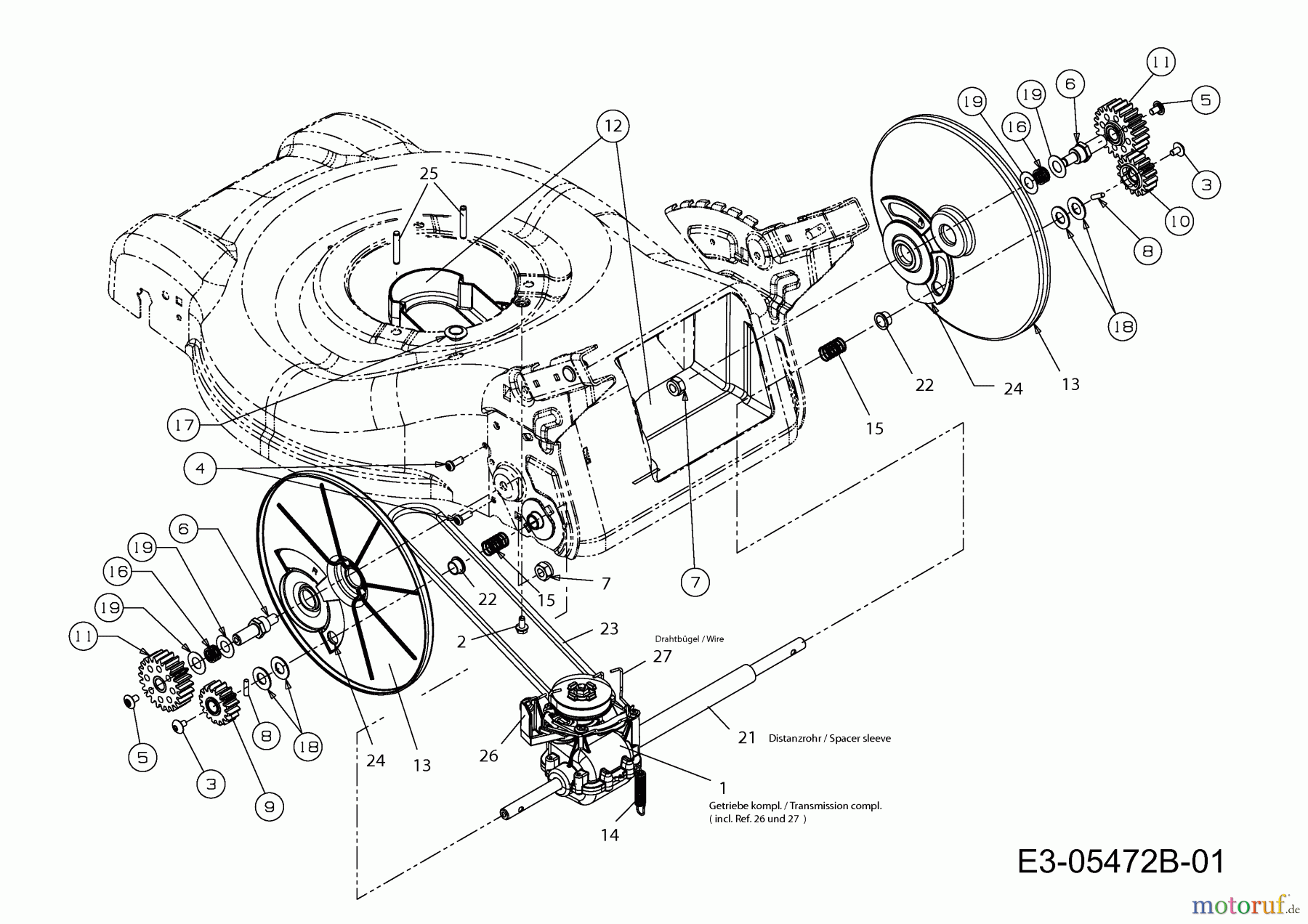  Sterwins Tondeuse thermique tractée 460 HTC 12C-J6AQ638  (2013) Boîte de vitesse, Pièce de guidage arrière