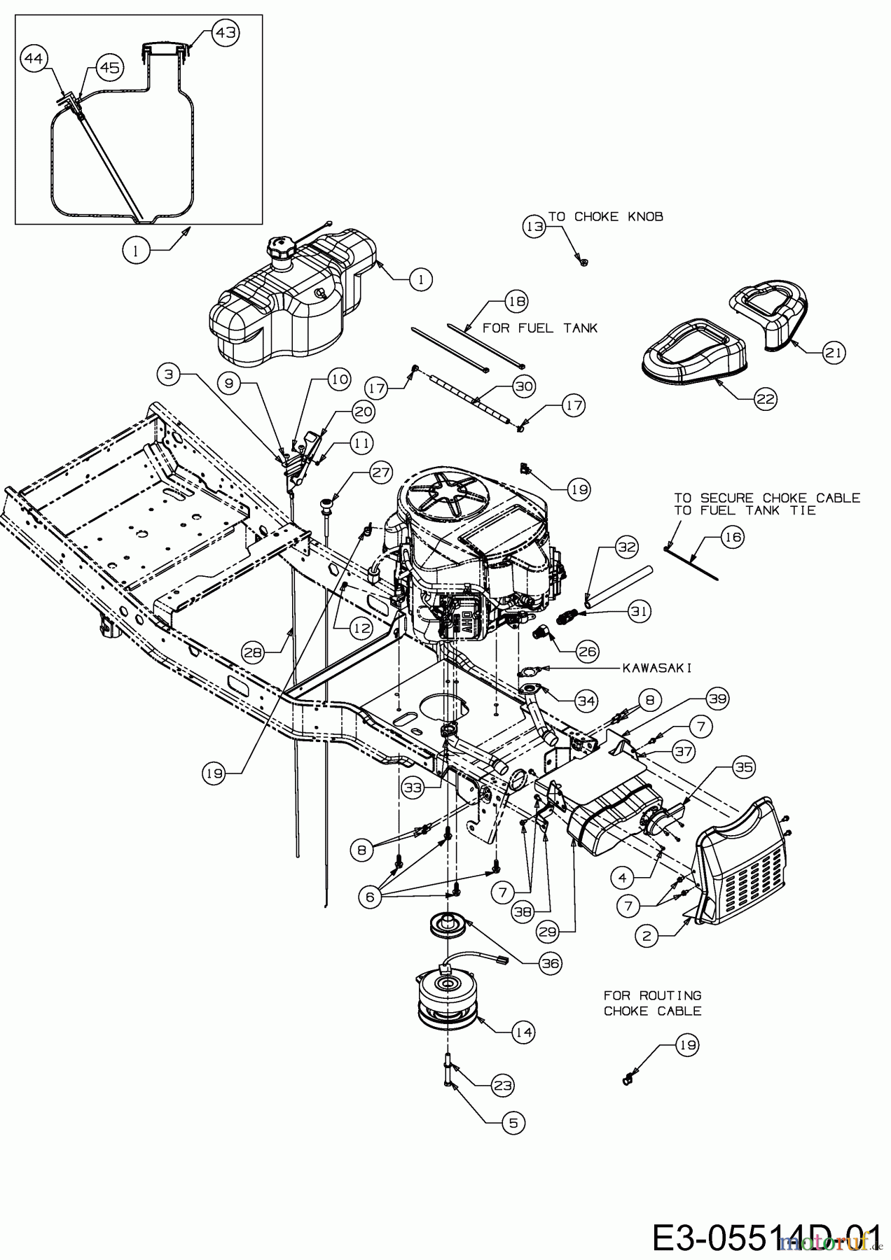  Massey Ferguson Zero Turn MF 48-22 FMZ 17BI4BFY695  (2013) Embrayage électromagnétique, Accessoires moteur, Reservoir