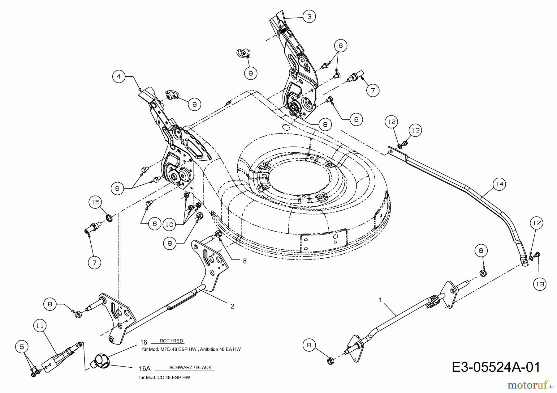  Lux Tools Tondeuse électrique tractée E 1800-48 HMA 18AR11K-C94  (2012) Réglage hauteur de coupe