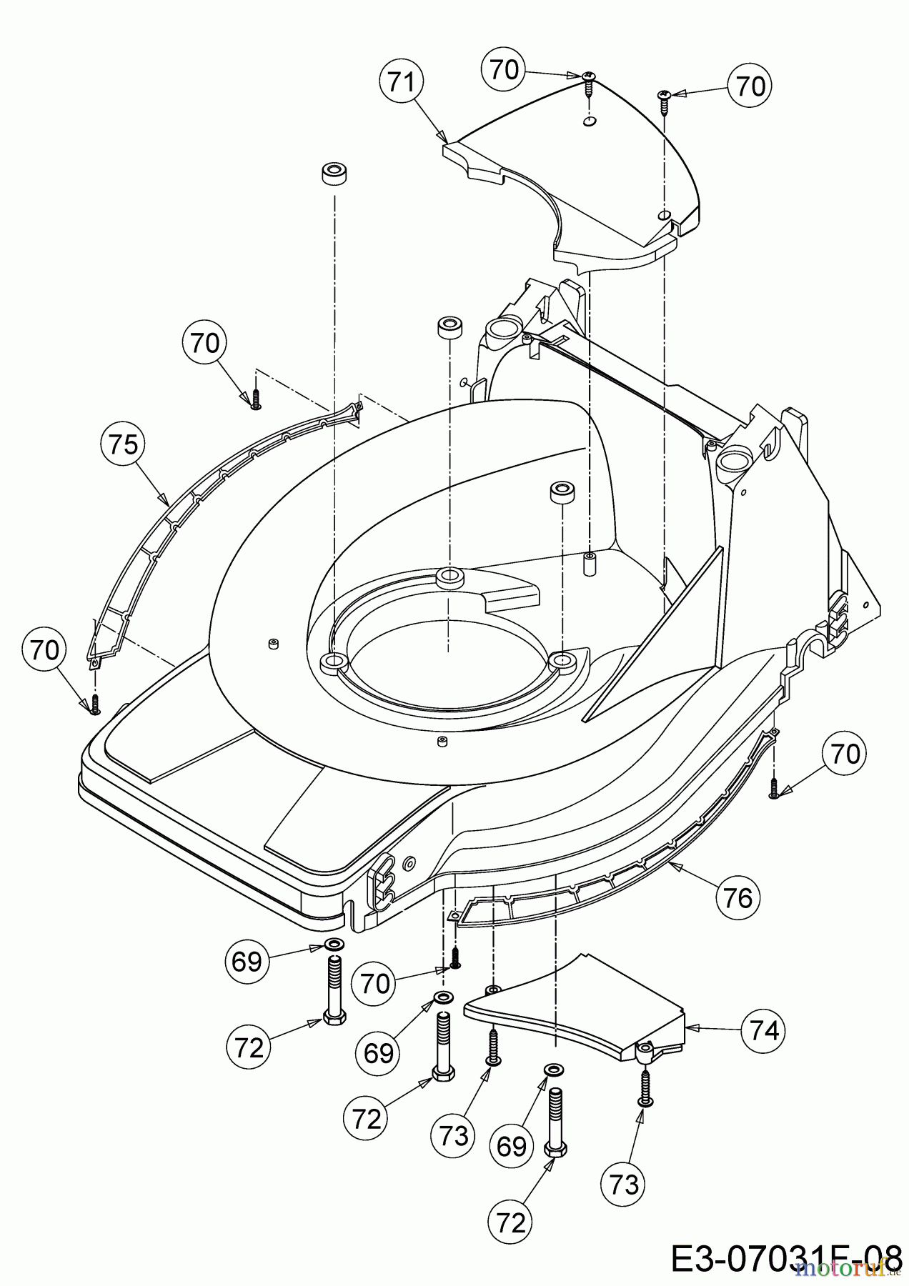  Basic Tondeuse thermique Basic BM 395 11CBB1SJ601  (2017) Couvercles latéral, Couvercle courroie, Vis fixation moteur