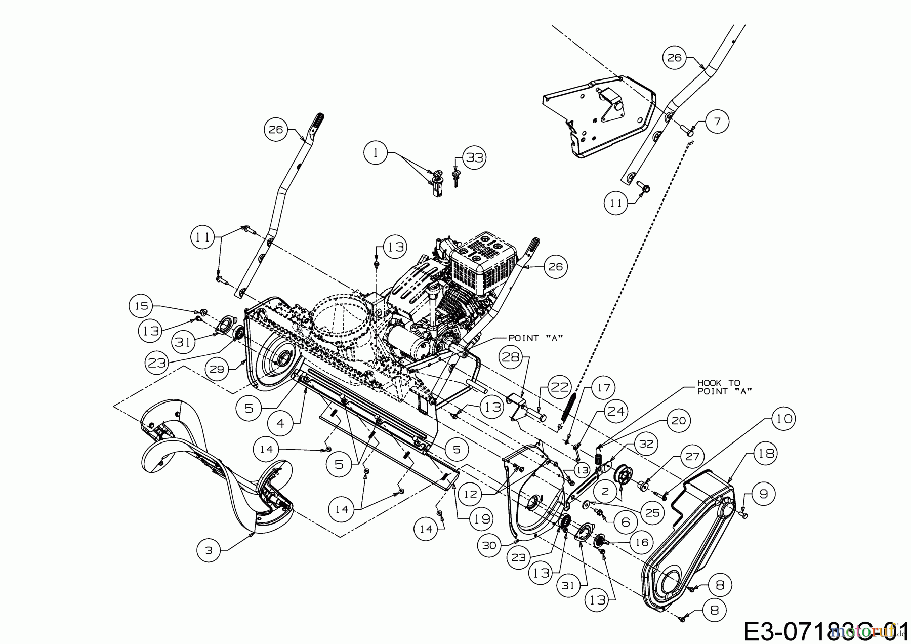  MTD Fraises à neige M 53 31A-2M1E678  (2018) Carter de spiral, Spiral, Brancard inferieur