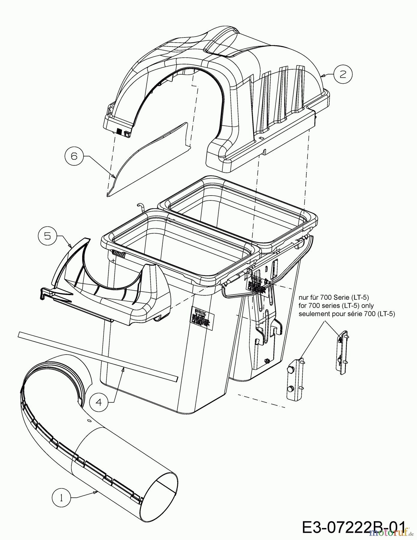  MTD Tracteurs de pelouse LT 107 EXTB 13HT76KG682  (2016) Couvercle sac de réception de l'herbe, Tuyau éjection supérieur