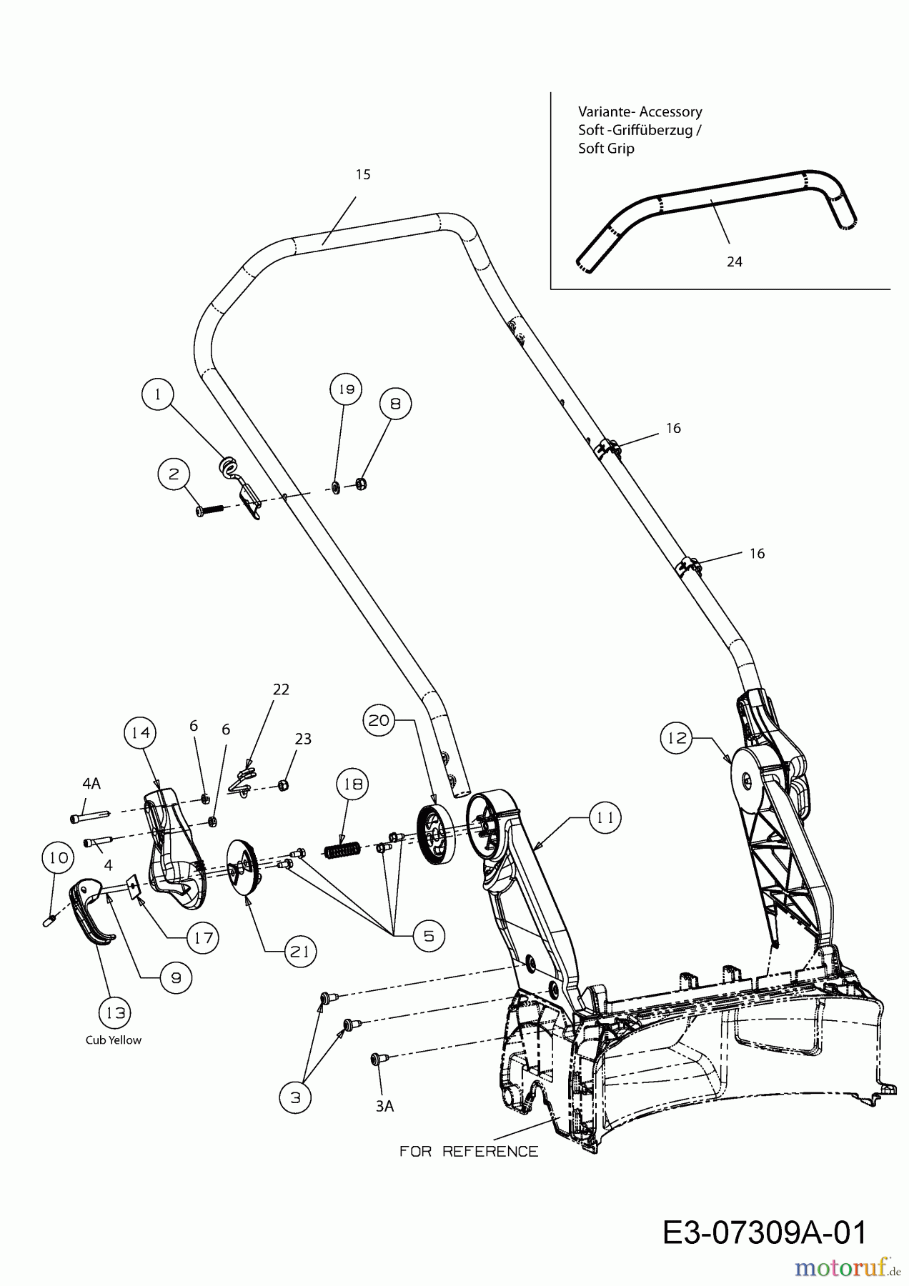  Cub Cadet Tondeuse thermique tractée CC 46 SPB 12A-K15E603  (2012) Brancard