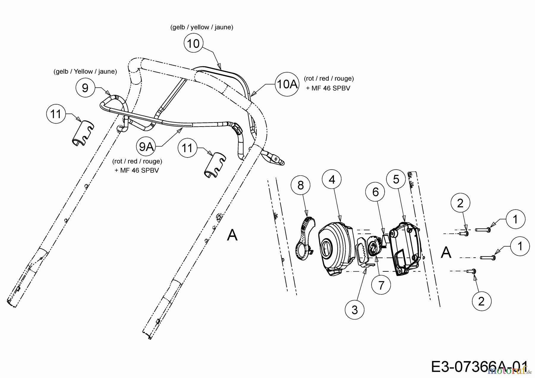  Massey Ferguson Tondeuse thermique tractée MF 53 SPKV 12BVQ57D695  (2015) Levier de commande